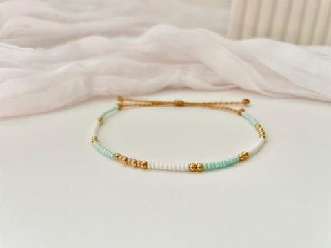 Beaded Surfer Bracelet Seed Bead Bracelet Waterproof Adjustable Bracelet Beaded Bracelet Beachy - Aqua Breeze