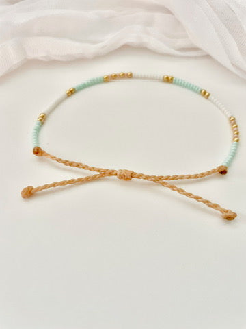 Beaded Surfer Bracelet Seed Bead Bracelet Waterproof Adjustable Bracelet Beaded Bracelet Beachy - Aqua Breeze