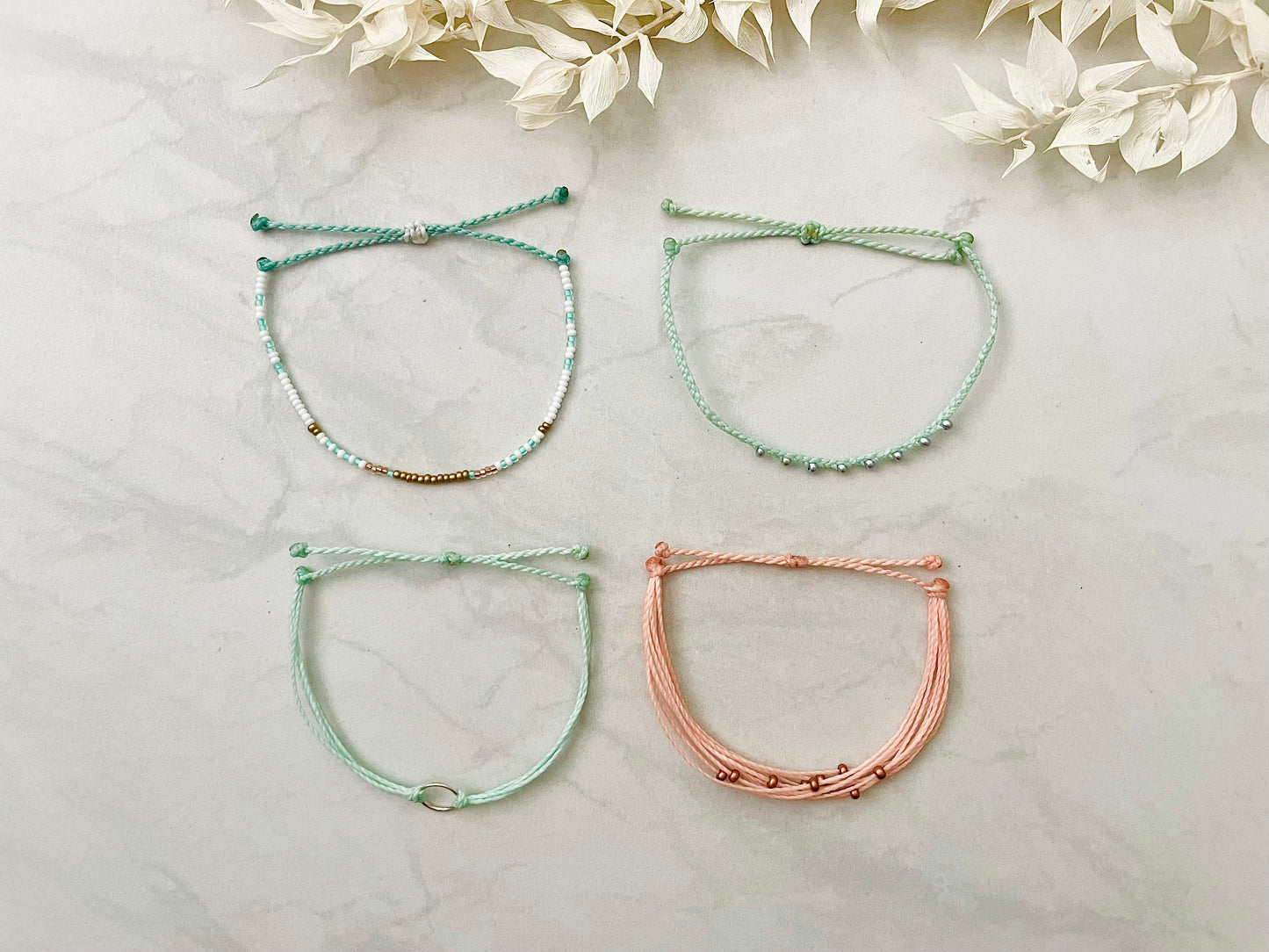 Cute Surfer-Style Adjustable String Bracelet Set, Beachy Cord Bracelet Stack