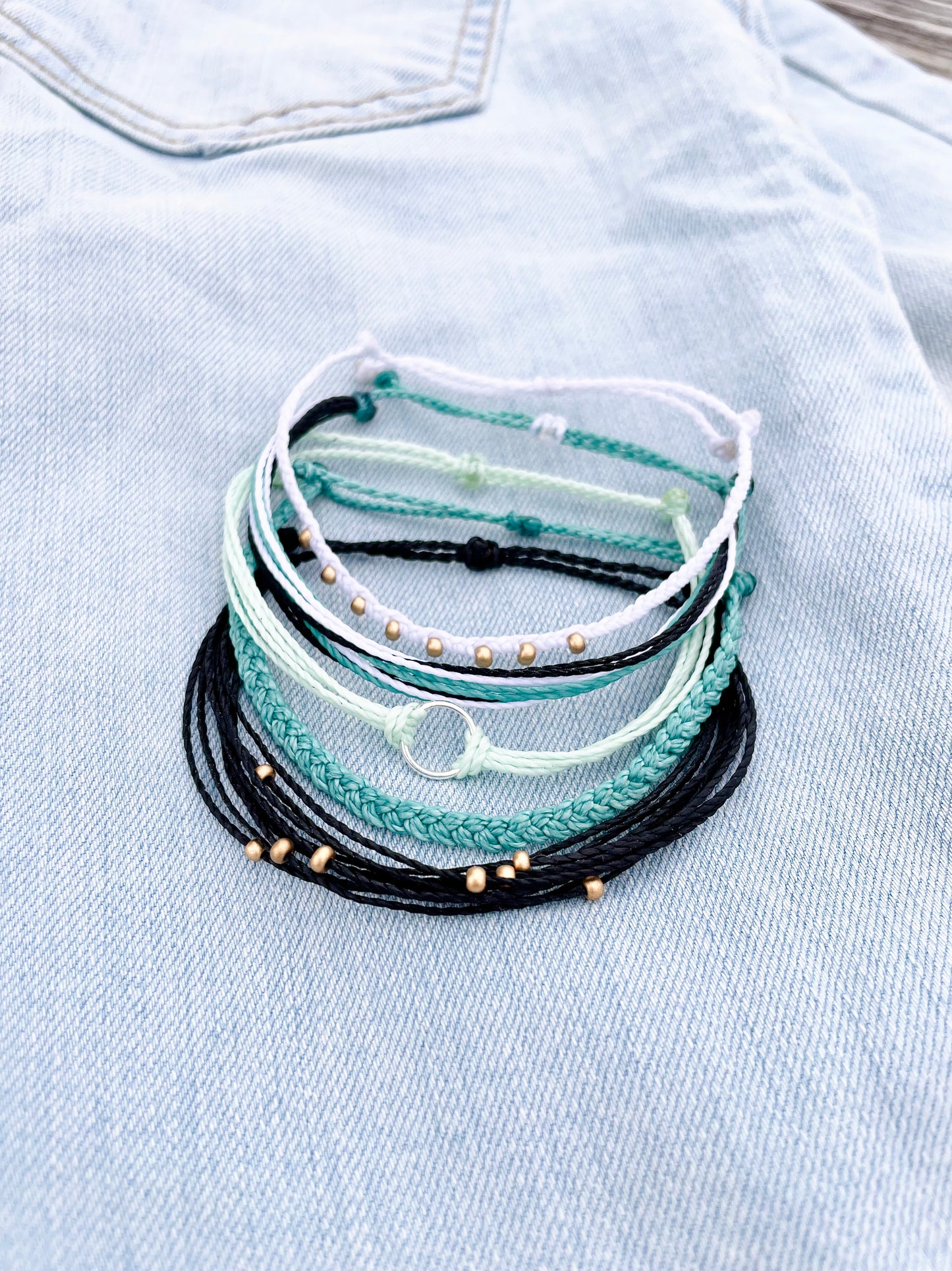 Waterproof Adjustable Surfer-Style Cord Bracelet Set - Surf's Up