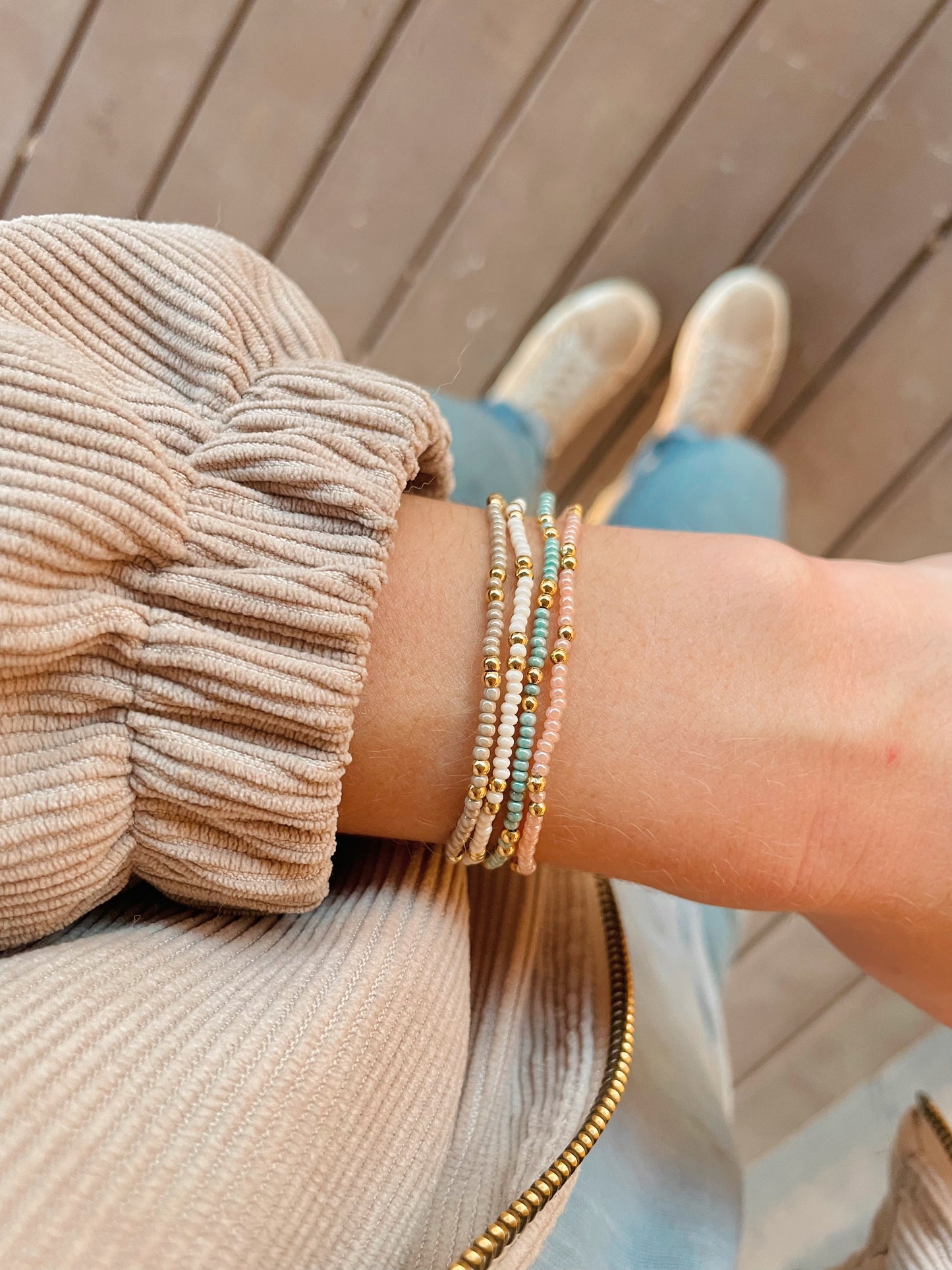 Dainty 18k Gold Filled Beaded Bracelets