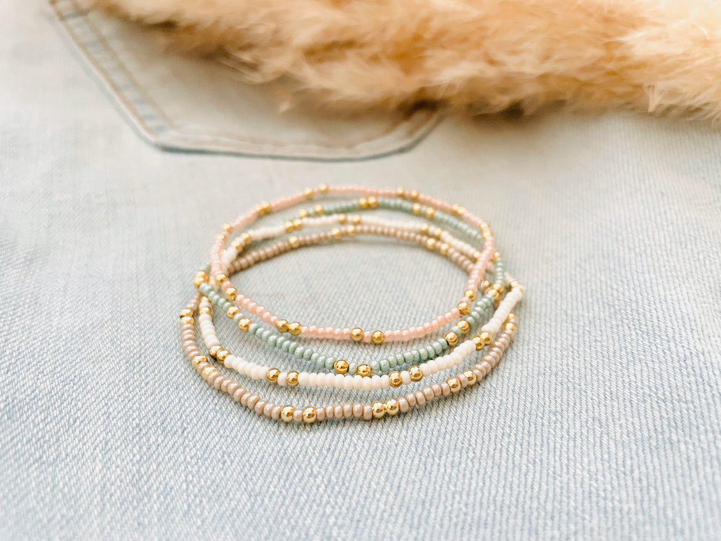 Dainty 18k Gold Filled Beaded Bracelets
