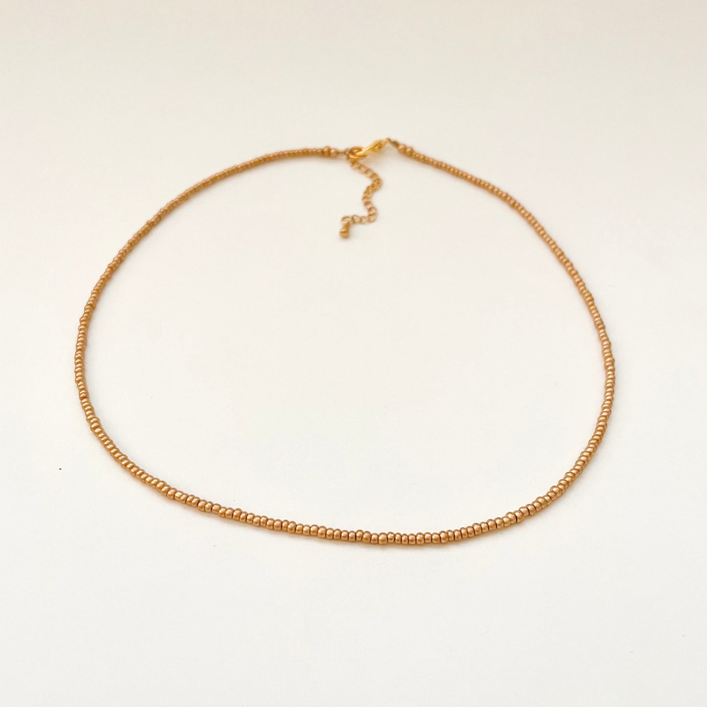 Gold Seed Bead Necklace Dainty Layering Jewelry for Women Minimalist Gold Choker Delicate Handmade Boho Necklace Matte Gold Necklace Beaded