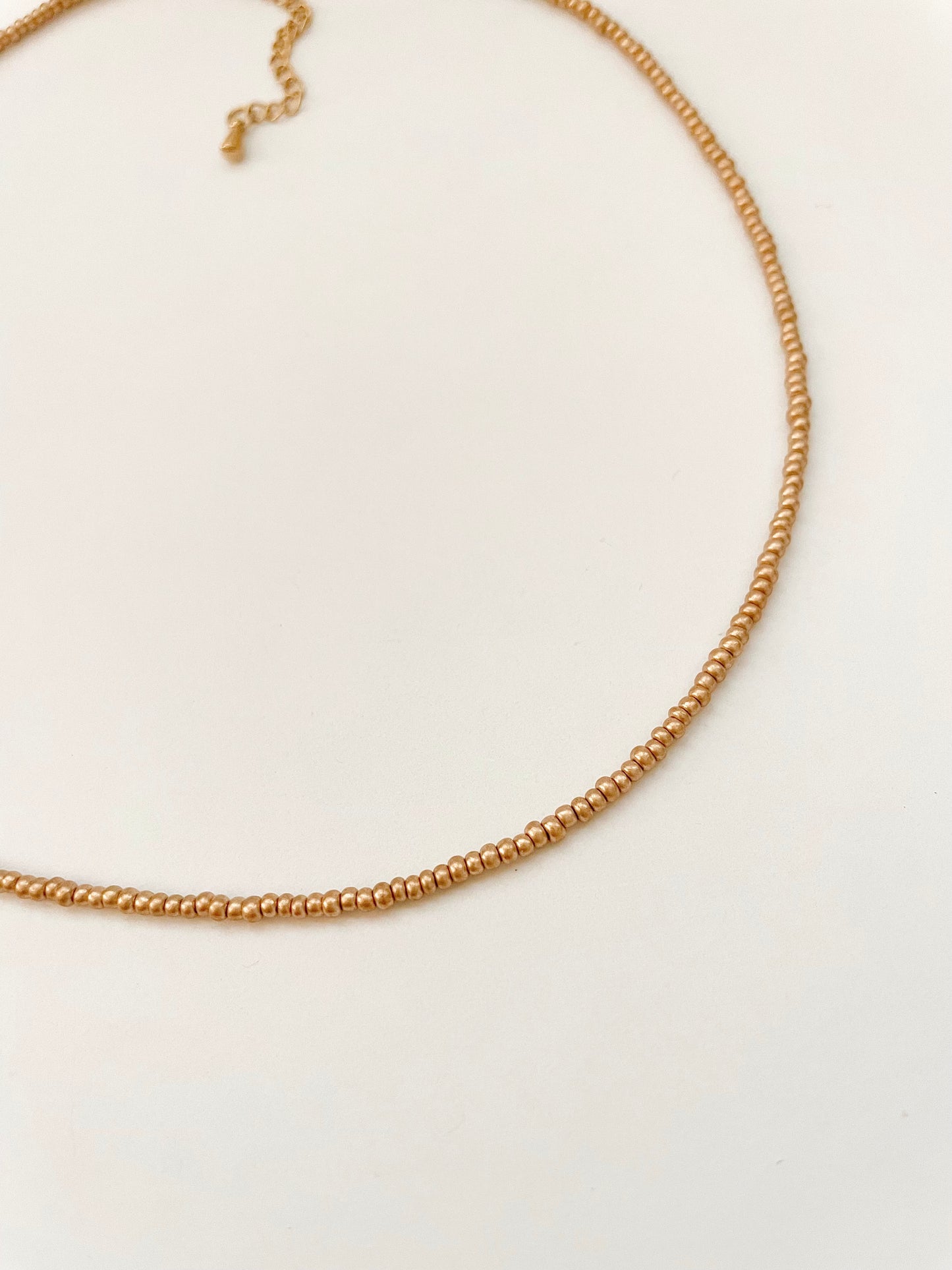 Gold Seed Bead Necklace Dainty Layering Jewelry for Women Minimalist Gold Choker Delicate Handmade Boho Necklace Matte Gold Necklace Beaded