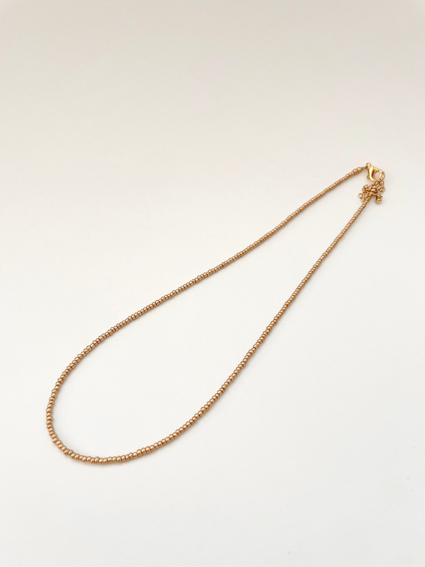 Gold Seed Bead Necklace Dainty Layering Jewelry for Women Minimalist Gold Choker Delicate Handmade Boho Necklace Matte Gold Necklace Beaded