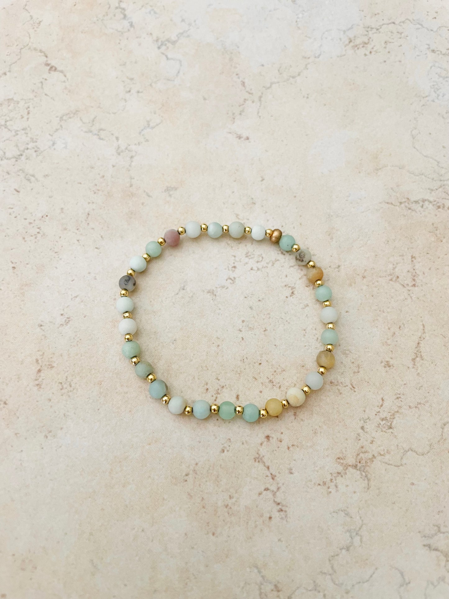 Gold Filled Gemstone Bracelet for Women Beaded Stretch Bracelet Dainty Minimalist Jewelry Handmade Stretchy Bracelet Small Bead Bracelet