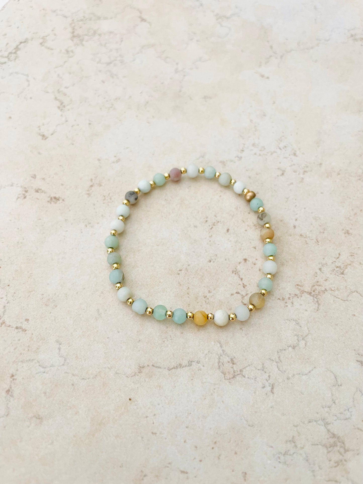 Gold Filled Gemstone Bracelet for Women Beaded Stretch Bracelet Dainty Minimalist Jewelry Handmade Stretchy Bracelet Small Bead Bracelet