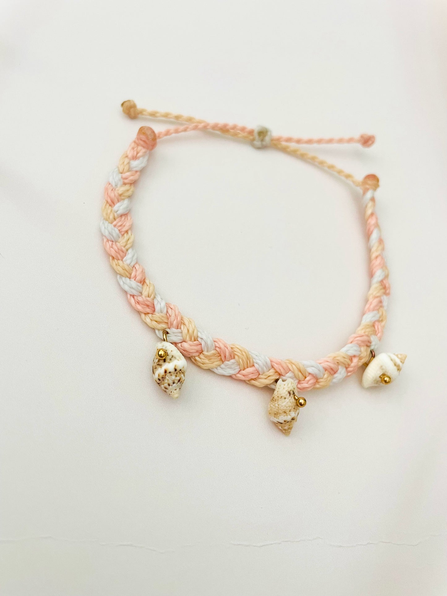 Beachy Pink Braided Conch Shell Bracelet