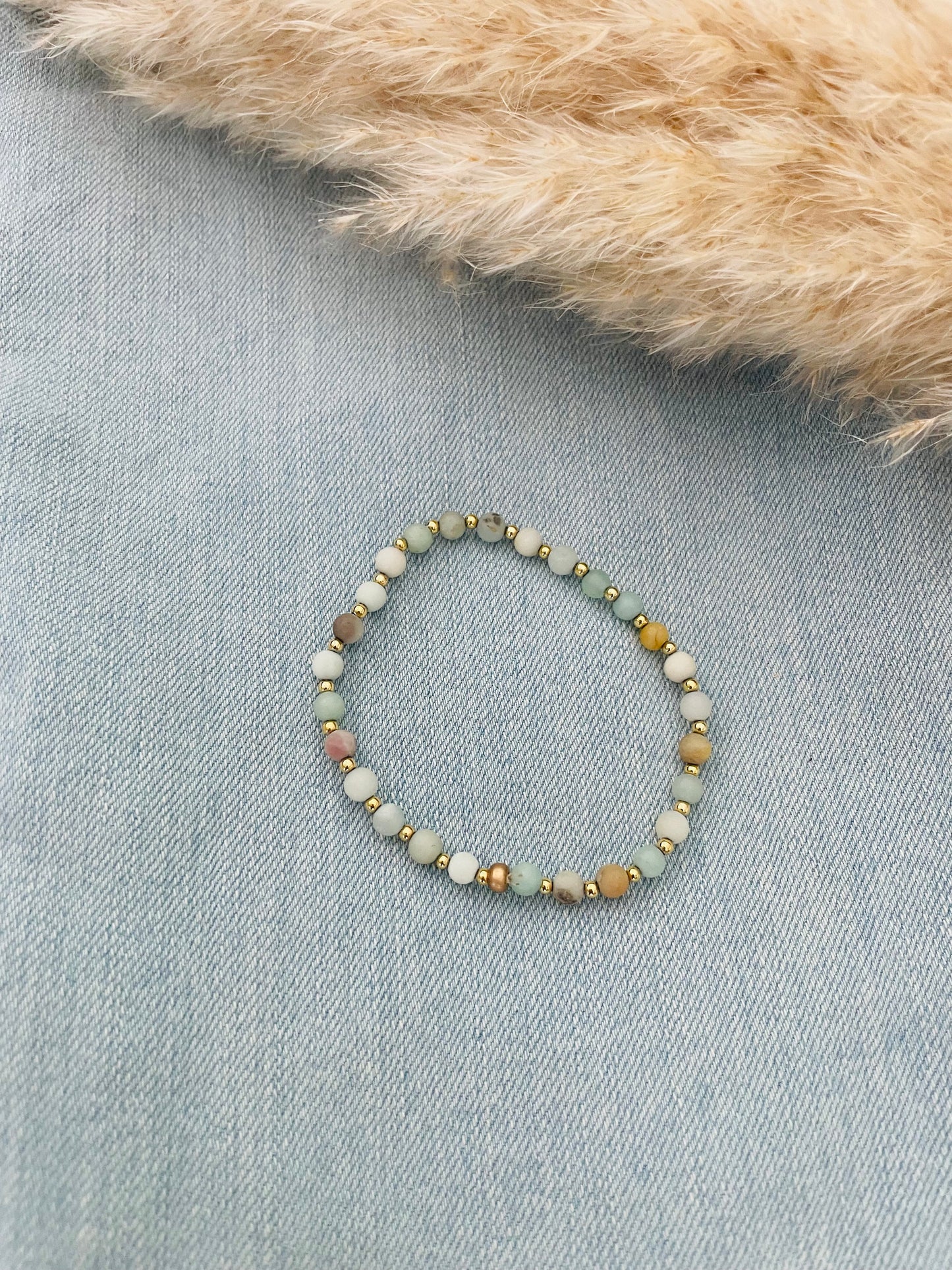 Gold Filled Gemstone Bracelet for Women Beaded Stretch Bracelet Dainty Minimalist Jewelry Handmade Stretchy Bracelet Small Bead Bracelet