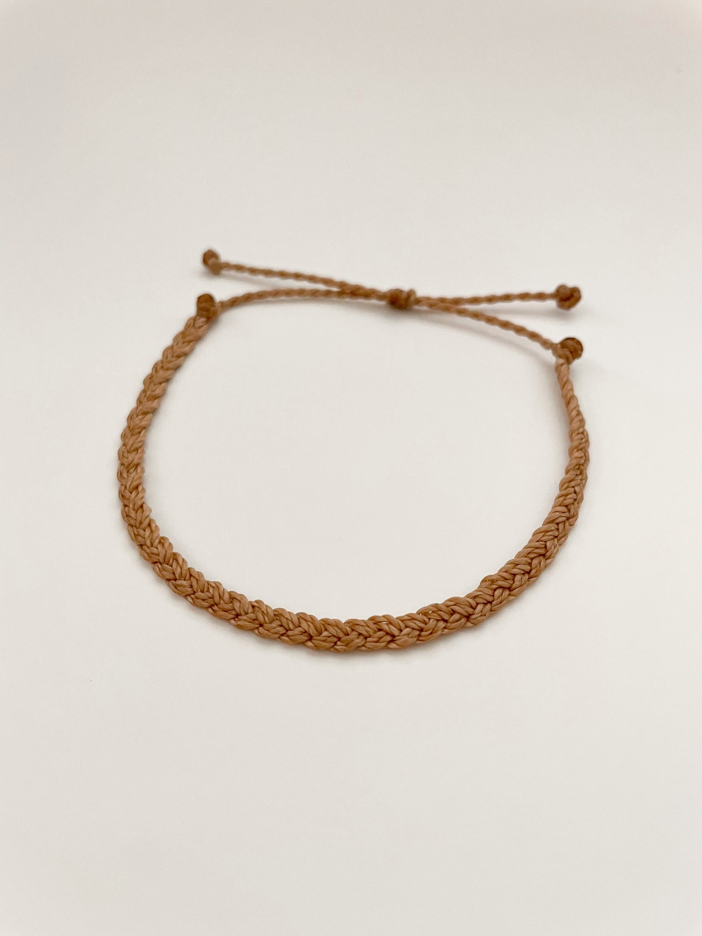 Neutral Adjustable Braided Bracelet, Surfer-Style Cord Bracelet, Simple Beige Waterproof Bracelet
