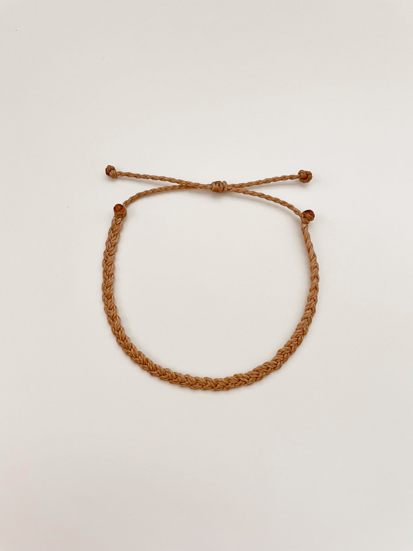 Neutral Adjustable Braided Bracelet, Surfer-Style Cord Bracelet, Simple Beige Waterproof Bracelet