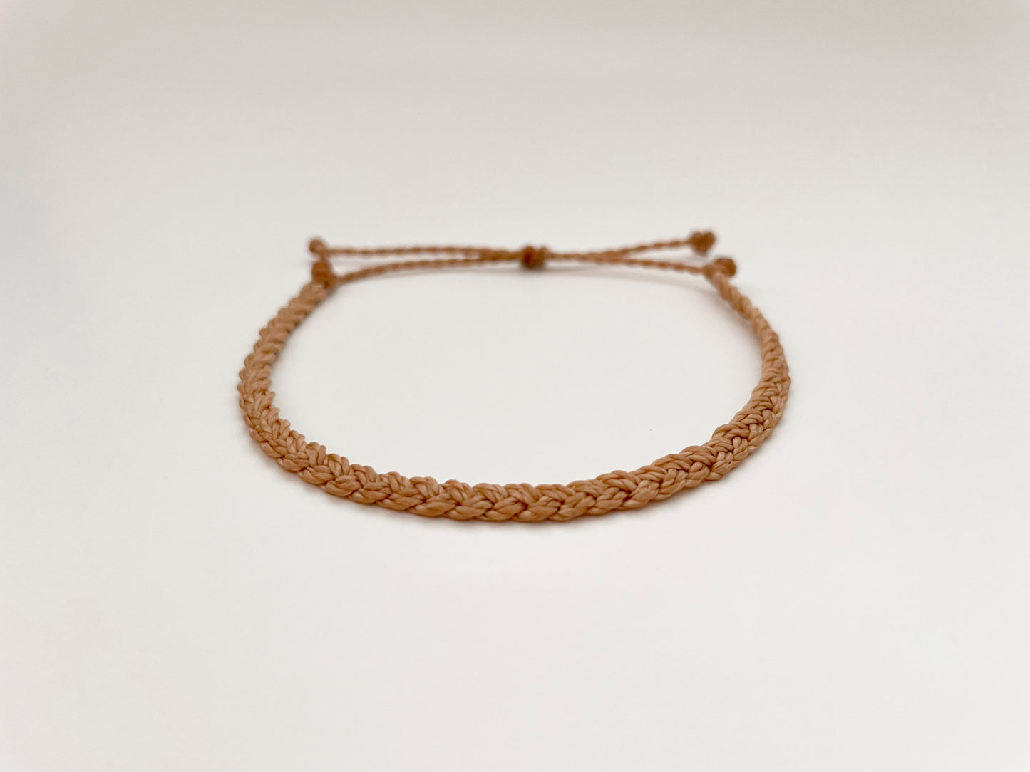 Neutral Adjustable Braided Bracelet, Surfer-Style Cord Bracelet, Simple Beige Waterproof Bracelet