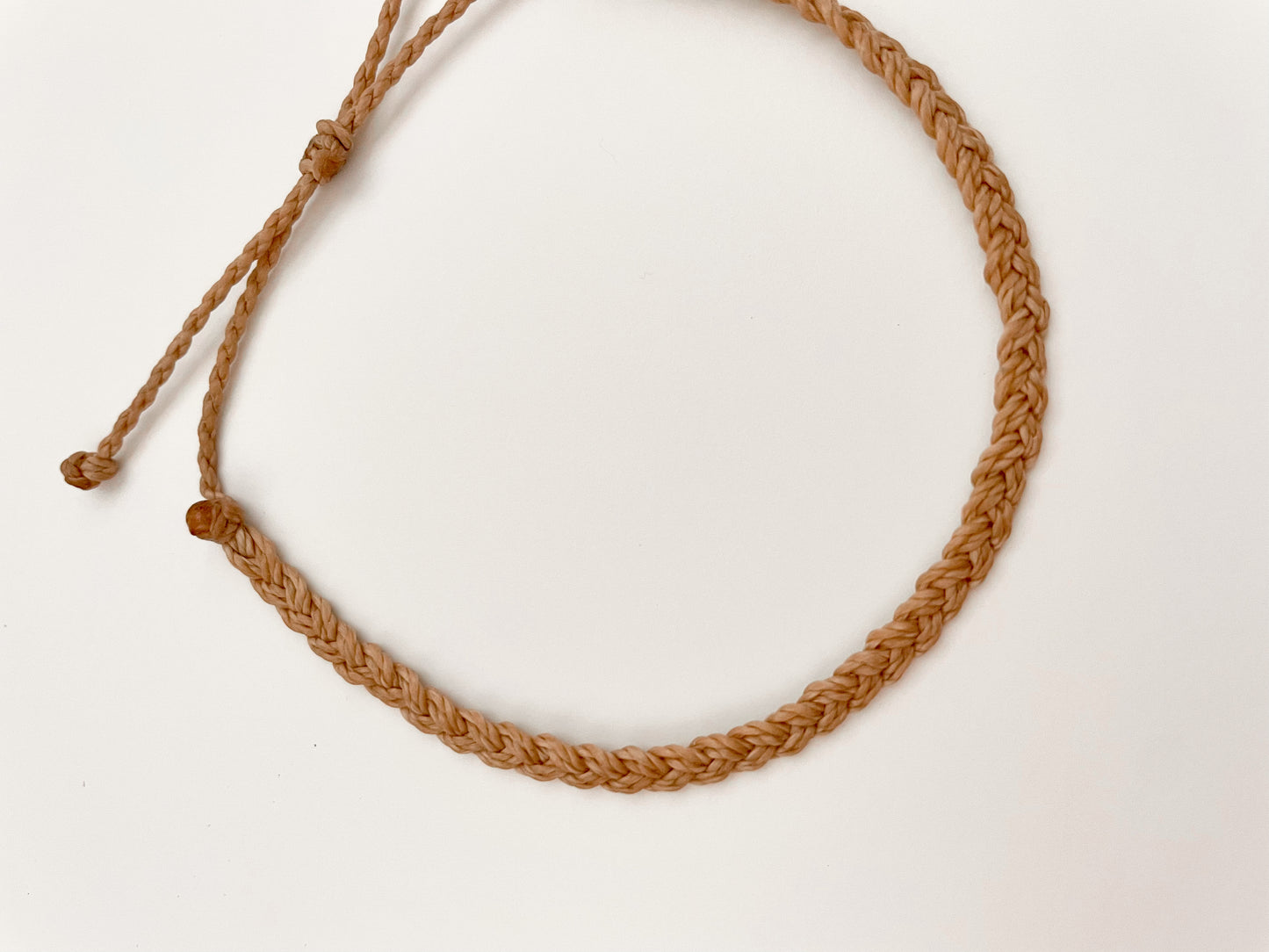 Neutral Adjustable Braided Bracelet, Surfer-Style Cord Bracelet, Simple Beige Waterproof Bracelet