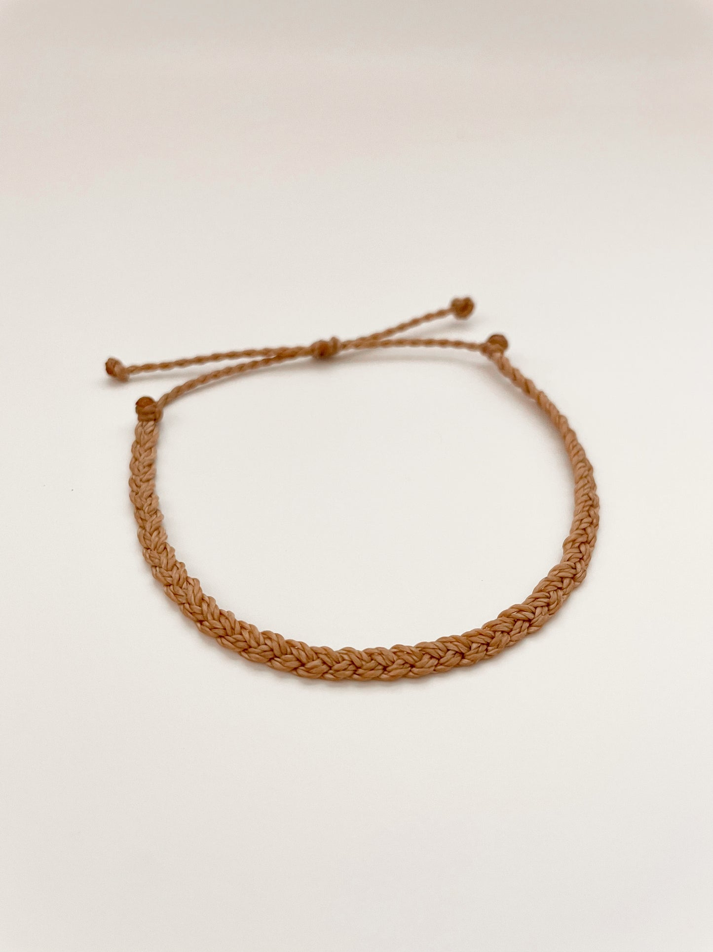 Neutral Adjustable Braided Bracelet, Surfer-Style Cord Bracelet, Simple Beige Waterproof Bracelet