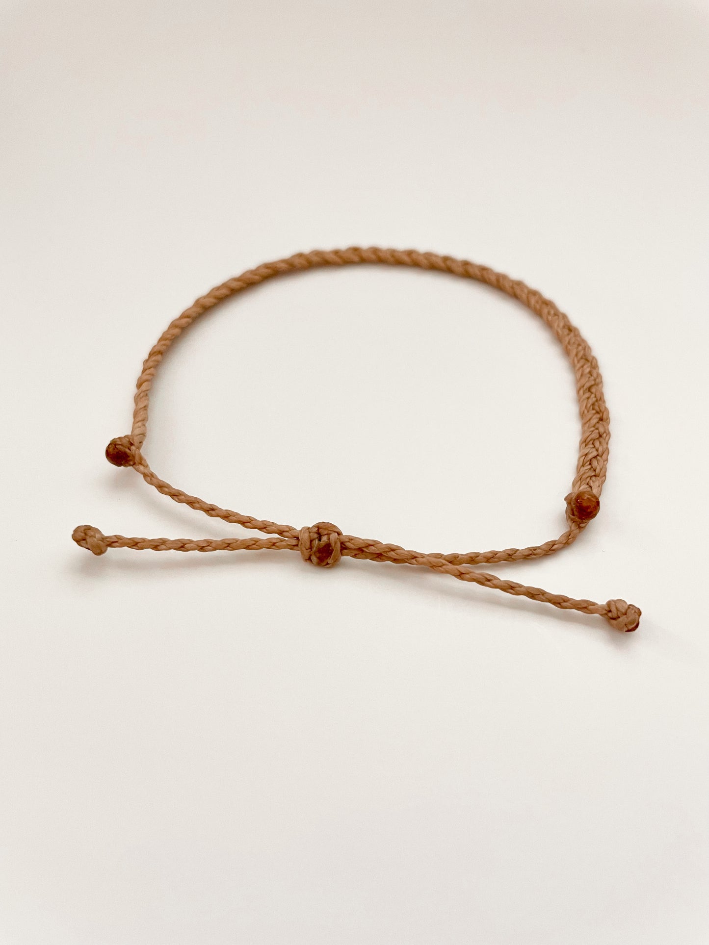 Neutral Adjustable Braided Bracelet, Surfer-Style Cord Bracelet, Simple Beige Waterproof Bracelet