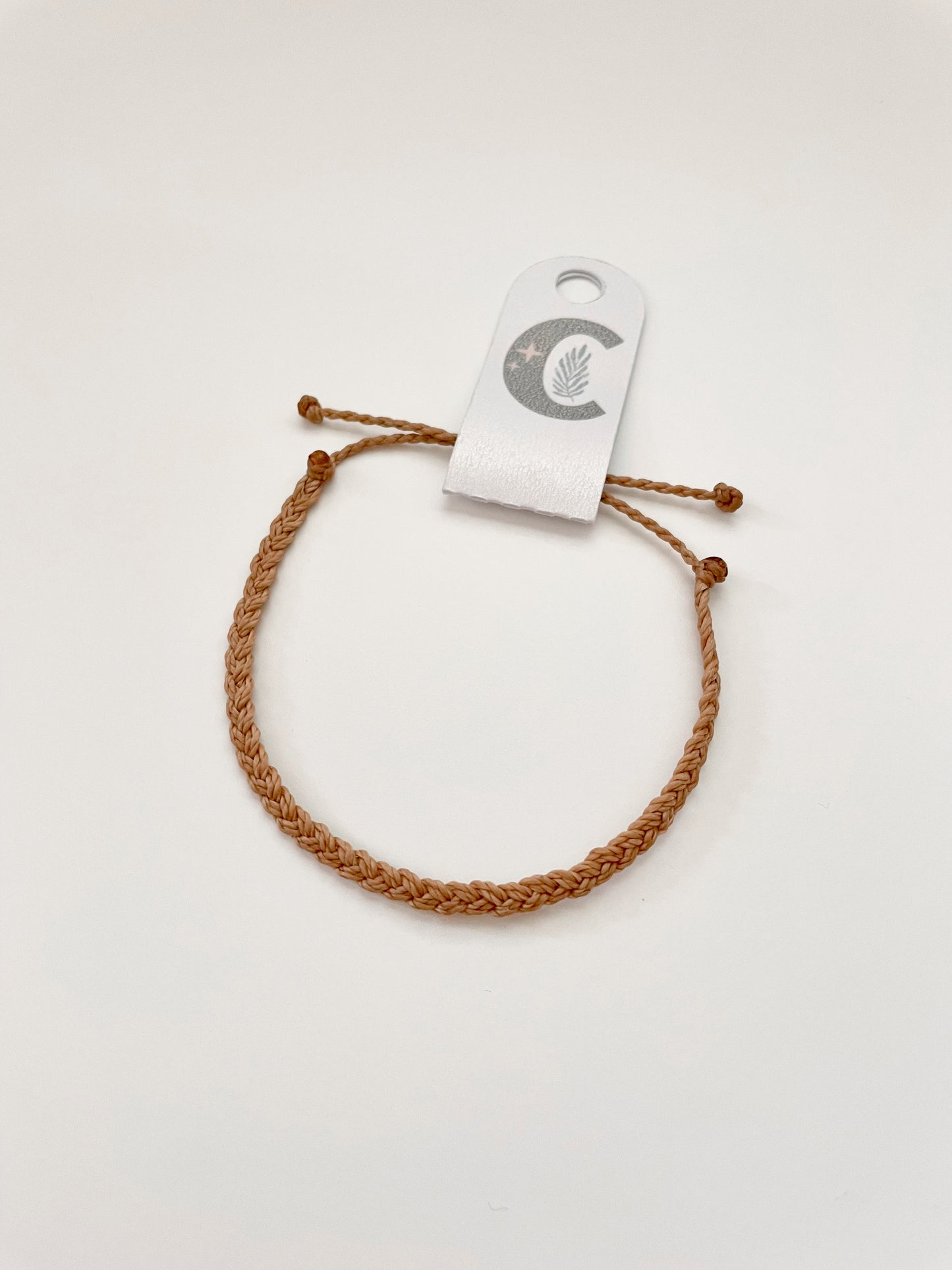 Neutral Adjustable Braided Bracelet, Surfer-Style Cord Bracelet, Simple Beige Waterproof Bracelet