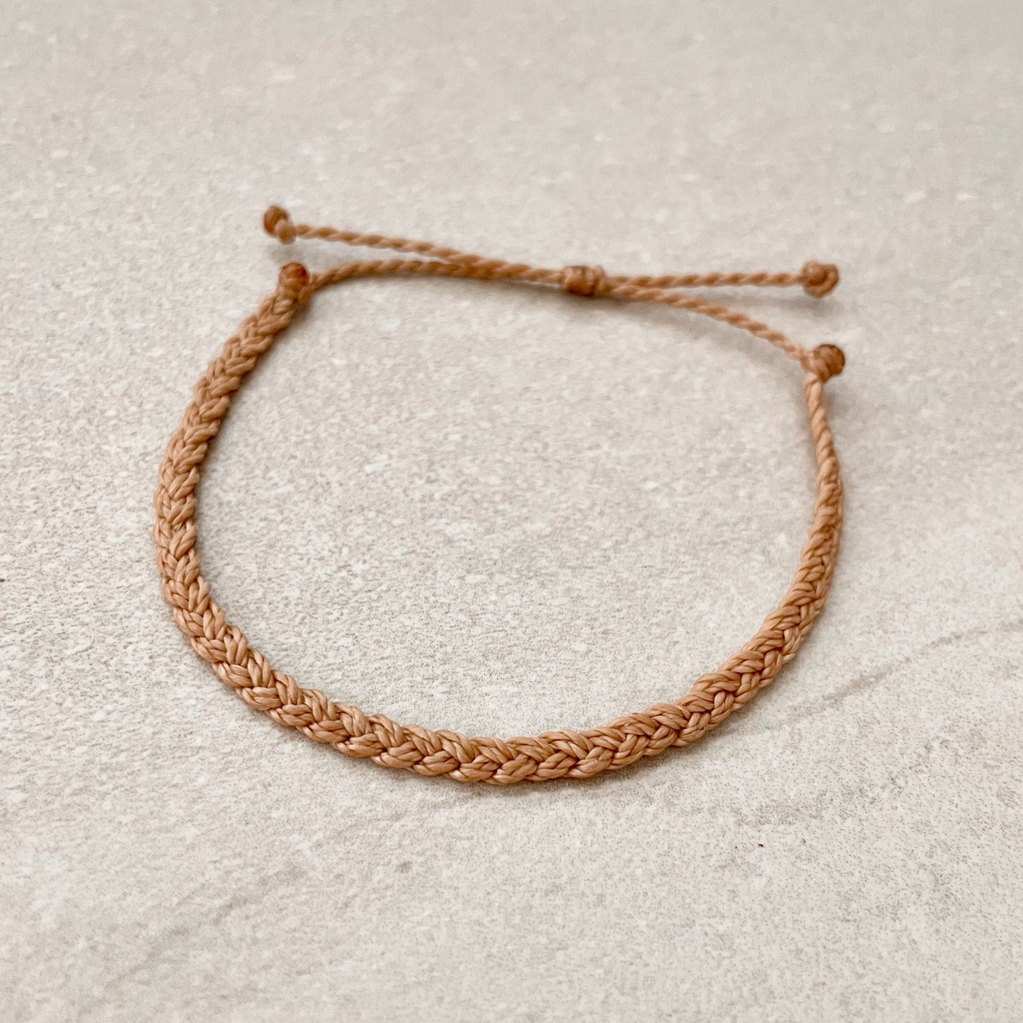 Neutral Adjustable Braided Bracelet, Surfer-Style Cord Bracelet, Simple Beige Waterproof Bracelet