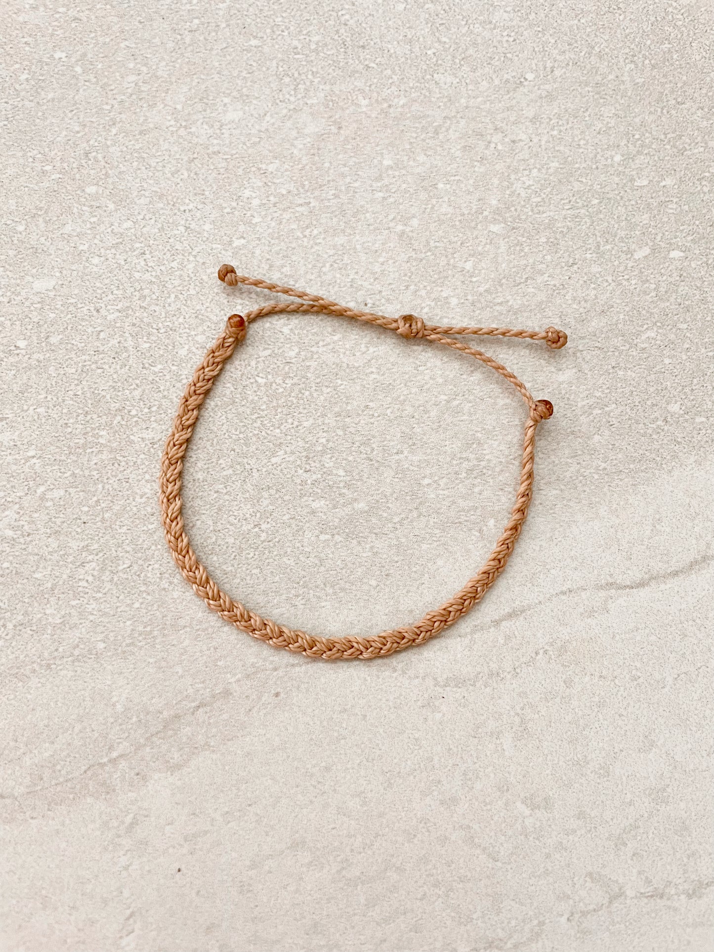 Neutral Adjustable Braided Bracelet, Surfer-Style Cord Bracelet, Simple Beige Waterproof Bracelet