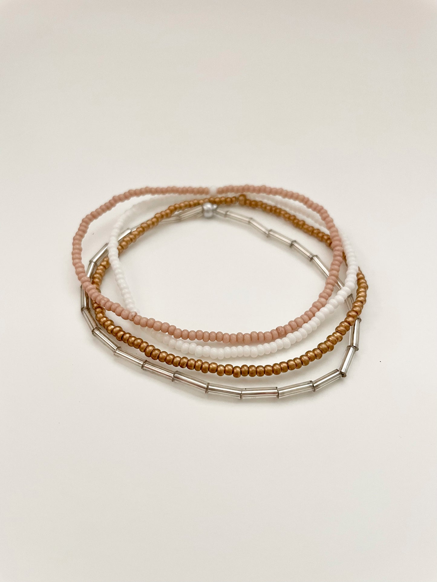 Simple Dainty Seed Bead Stretch Bracelet Set, Beaded Minimalist Bracelet Stack