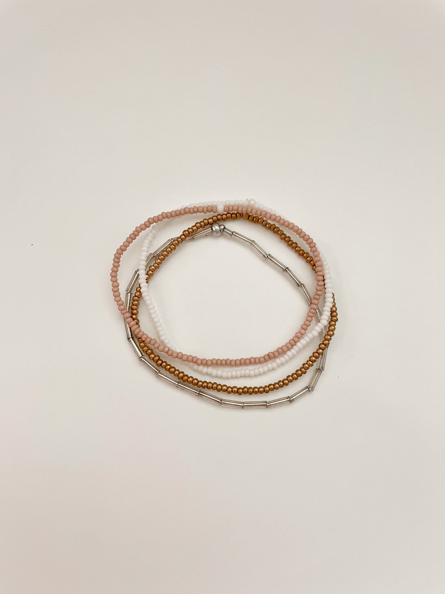 Simple Dainty Seed Bead Stretch Bracelet Set, Beaded Minimalist Bracelet Stack