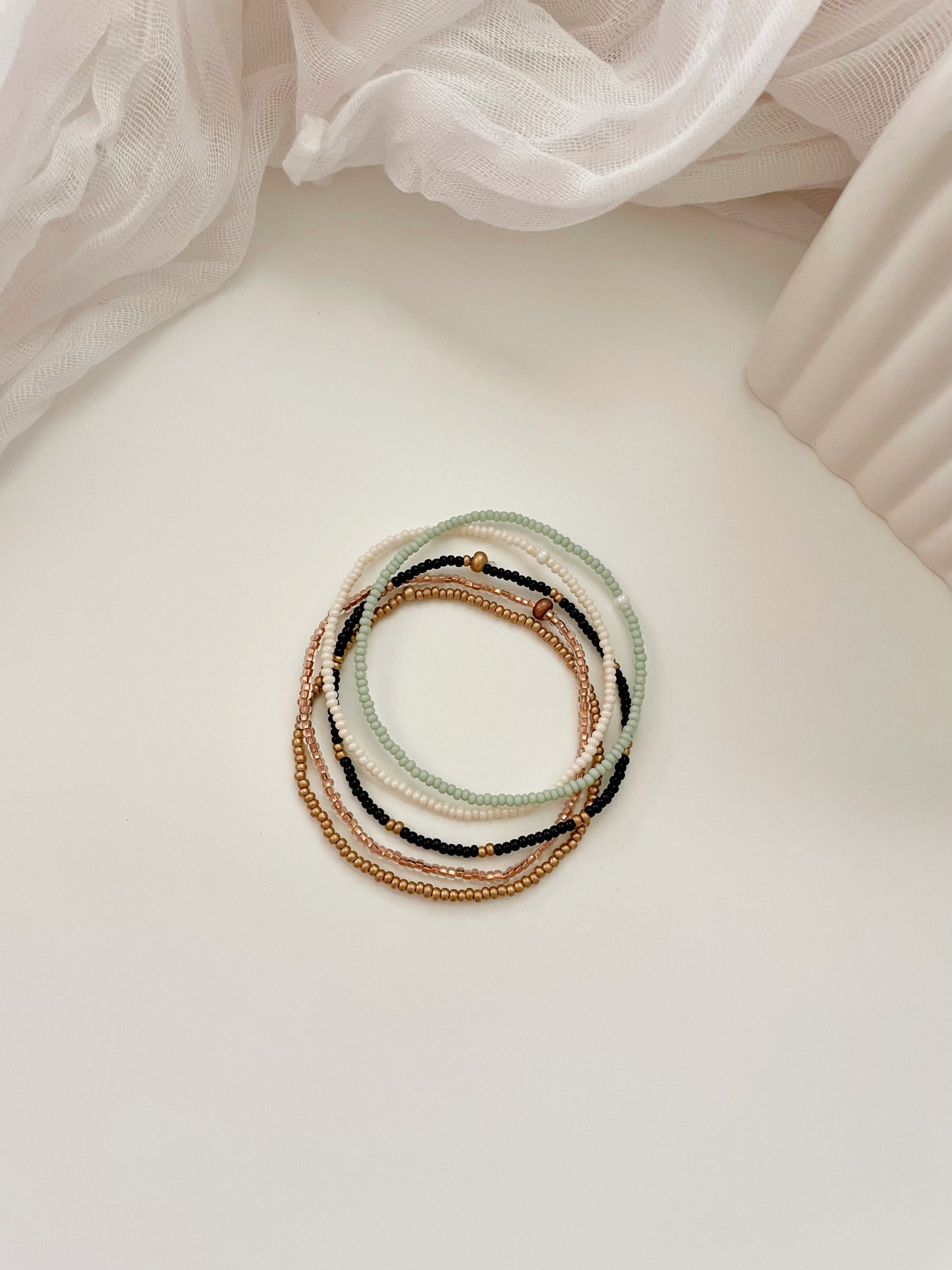 Dainty Beaded Stretch Bracelet Set, Minimalist Seed Bead Bracelet Stack for Women
