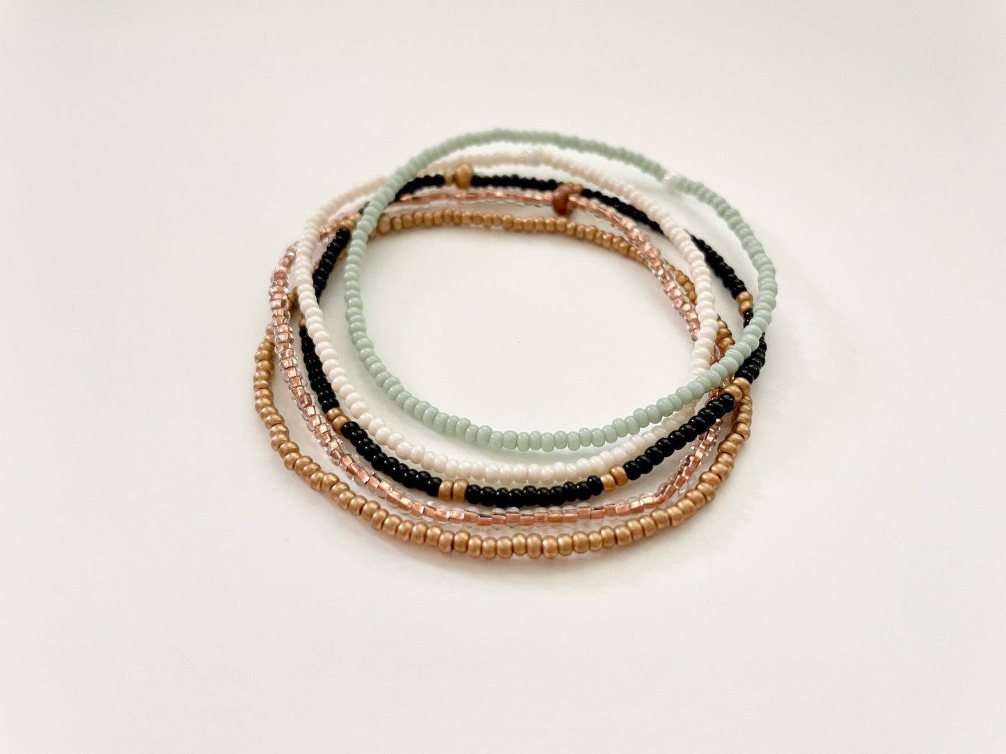 Dainty Beaded Stretch Bracelet Set, Minimalist Seed Bead Bracelet Stack for Women