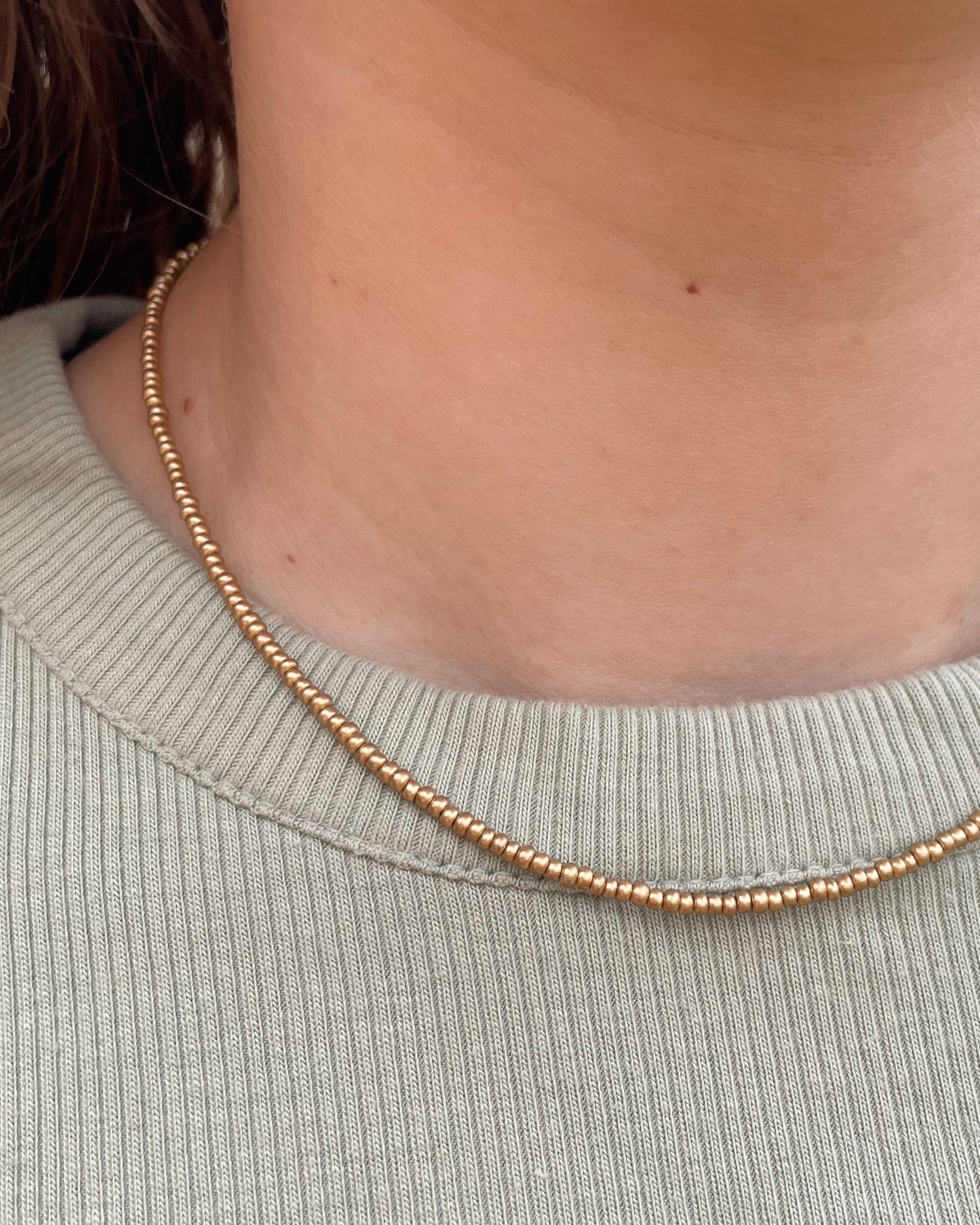 Gold Seed Bead Necklace Dainty Layering Jewelry for Women Minimalist Gold Choker Delicate Handmade Boho Necklace Matte Gold Necklace Beaded