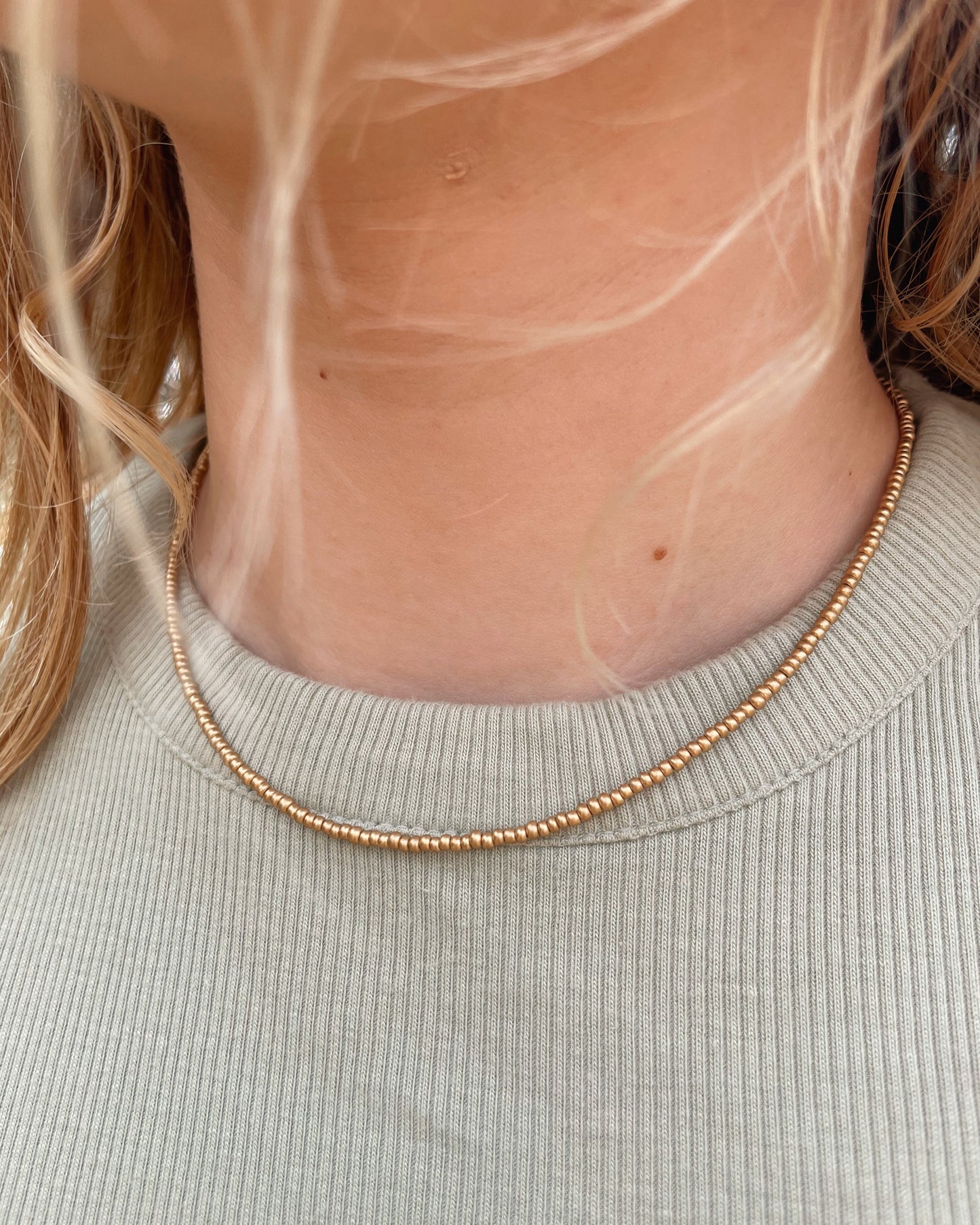 Gold Seed Bead Necklace Dainty Layering Jewelry for Women Minimalist Gold Choker Delicate Handmade Boho Necklace Matte Gold Necklace Beaded