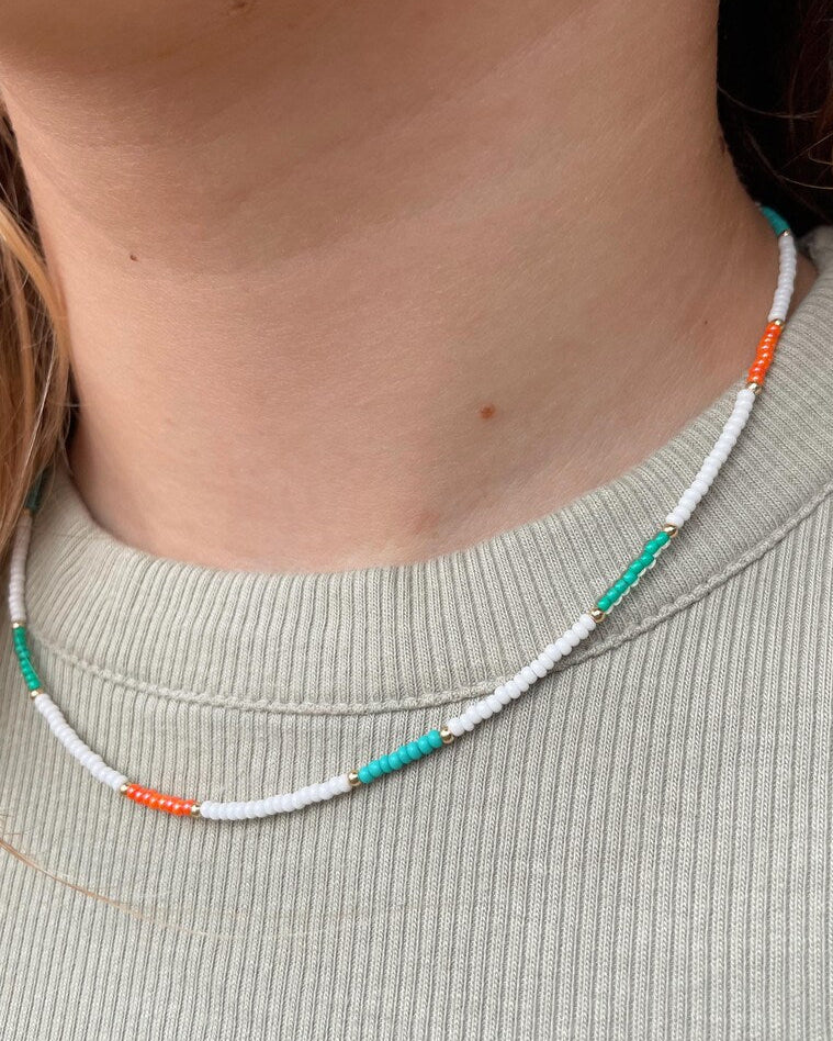 Beaded Surfer Necklace for Women Seed Bead Choker Colorful Beach Necklace Boho Summer Jewelry Handmade Layering Surfer Bead Necklace