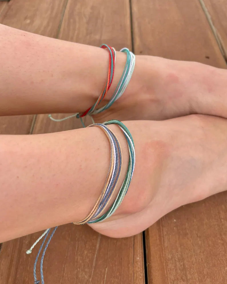 Womens String Anklet Surfer Beach Anklet Waterproof Cord Anklet Adjustable Multicolor Surf Jewelry for Women Ankle Bracelet