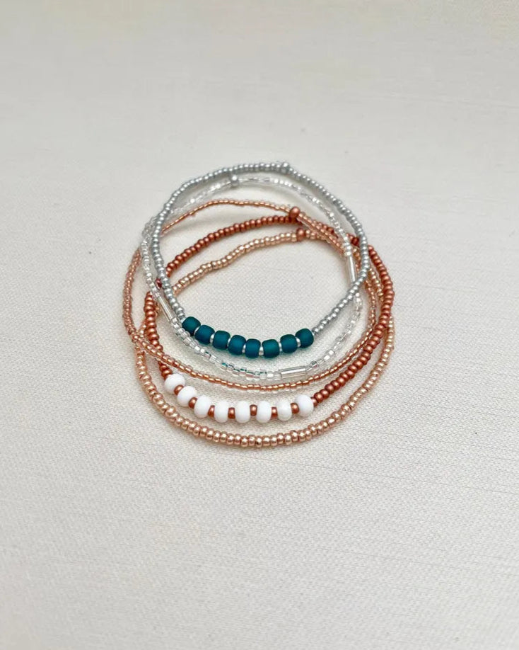 Beaded Stretch Bracelet Set Seed Bead Bracelet Stack Jewelry for Travel Boho Bead Bracelet Casual Jewelry for Work Simple Bracelet Handmade