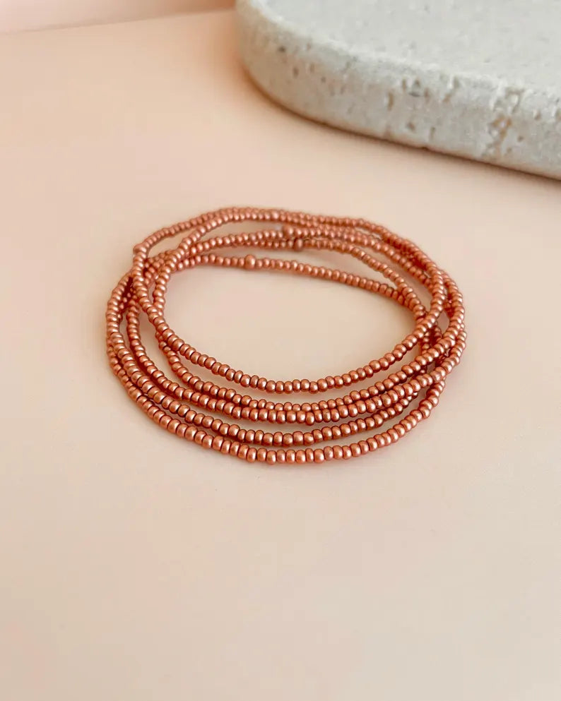 Minimalist Copper Beaded Stretch Bracelets