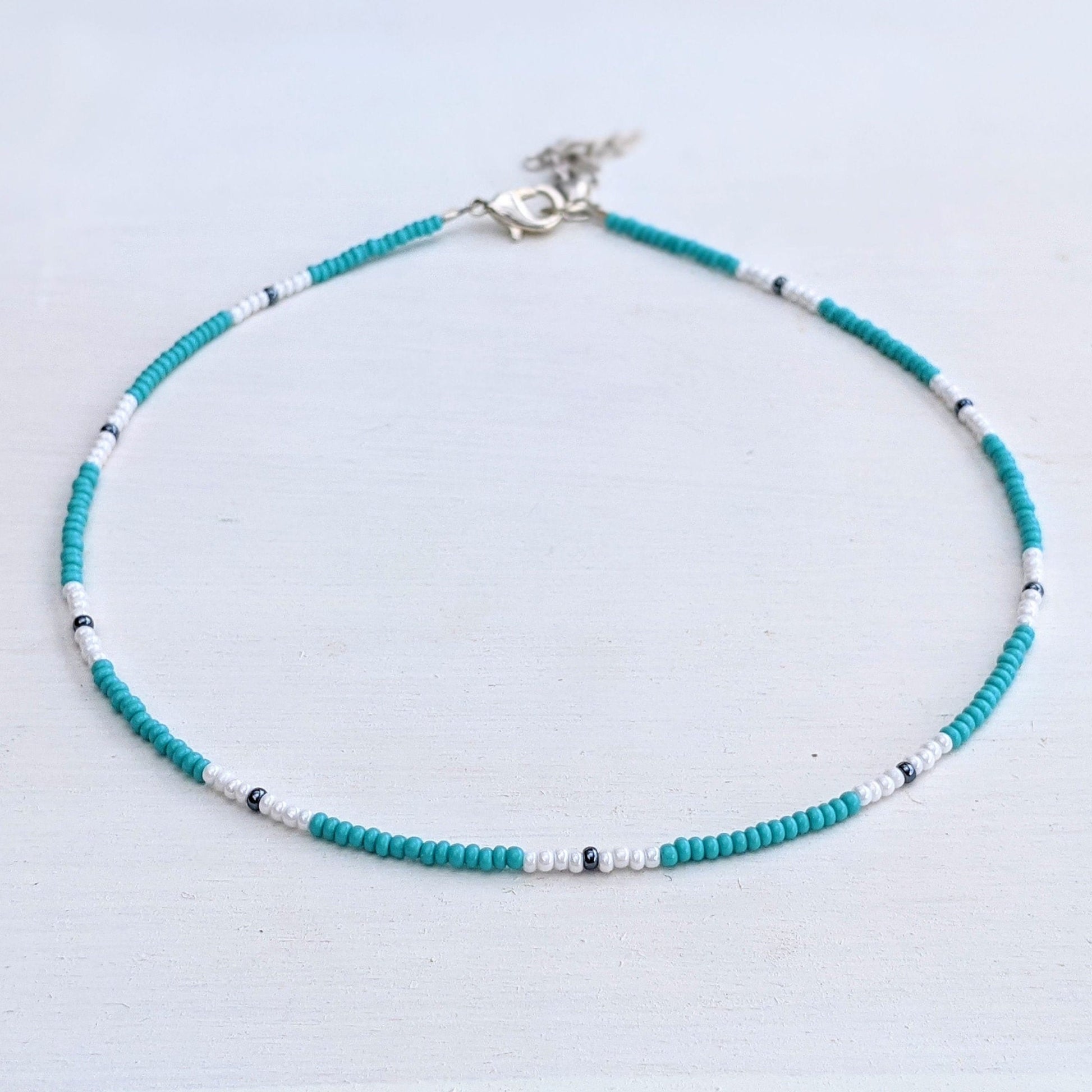 Surf ⋆ Seed Bead Choker, Blue Beaded Choker, Colorful Choker, Seed Bead Necklace, Beaded Choker, Beach Choker, Dainty Choker, Beachy Choker