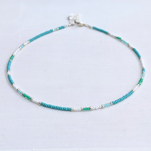 High Tide ⋆ Seed Bead Necklace, Beach Choker, Turquoise Choker, Seed Bead Choker, Dainty Choker, Small Beaded Necklace, Colorful, Minimalist