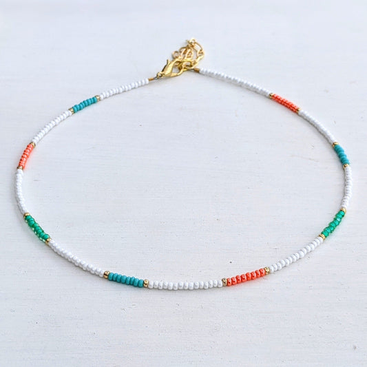 Coral Reef ⋆ Seed Bead Choker, Beach Choker, Colorful Choker, Seed Bead Necklace, Simple Bead Necklace, Layering Necklace, Summer Necklace