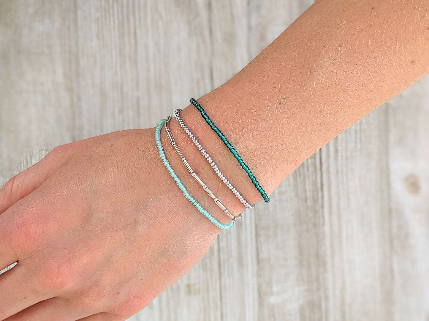 Bracelet Set, Seed Bead Bracelet, Minimalist Beaded Bracelet, Dainty Bracelet, Stretch Bracelet, Blue Bracelet, Stacking Bracelet, Beachy