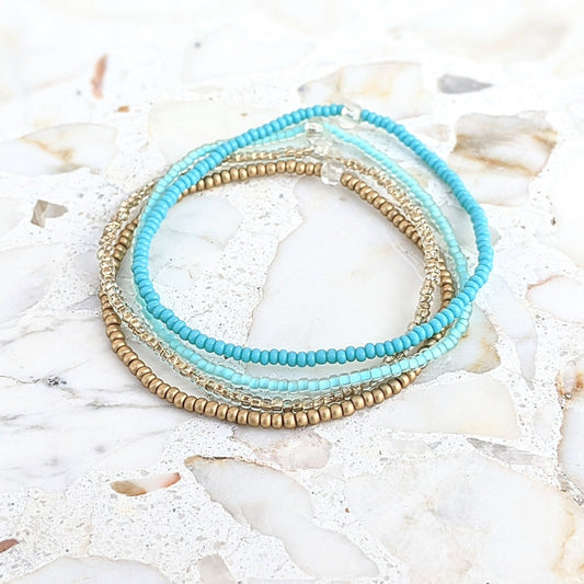 Bracelet Set, Stretch Bracelet, Blue Bracelet, Seed Bead Bracelet, Minimalist Beaded Bracelet, Dainty Bracelet, Small Bead Bracelet, Simple