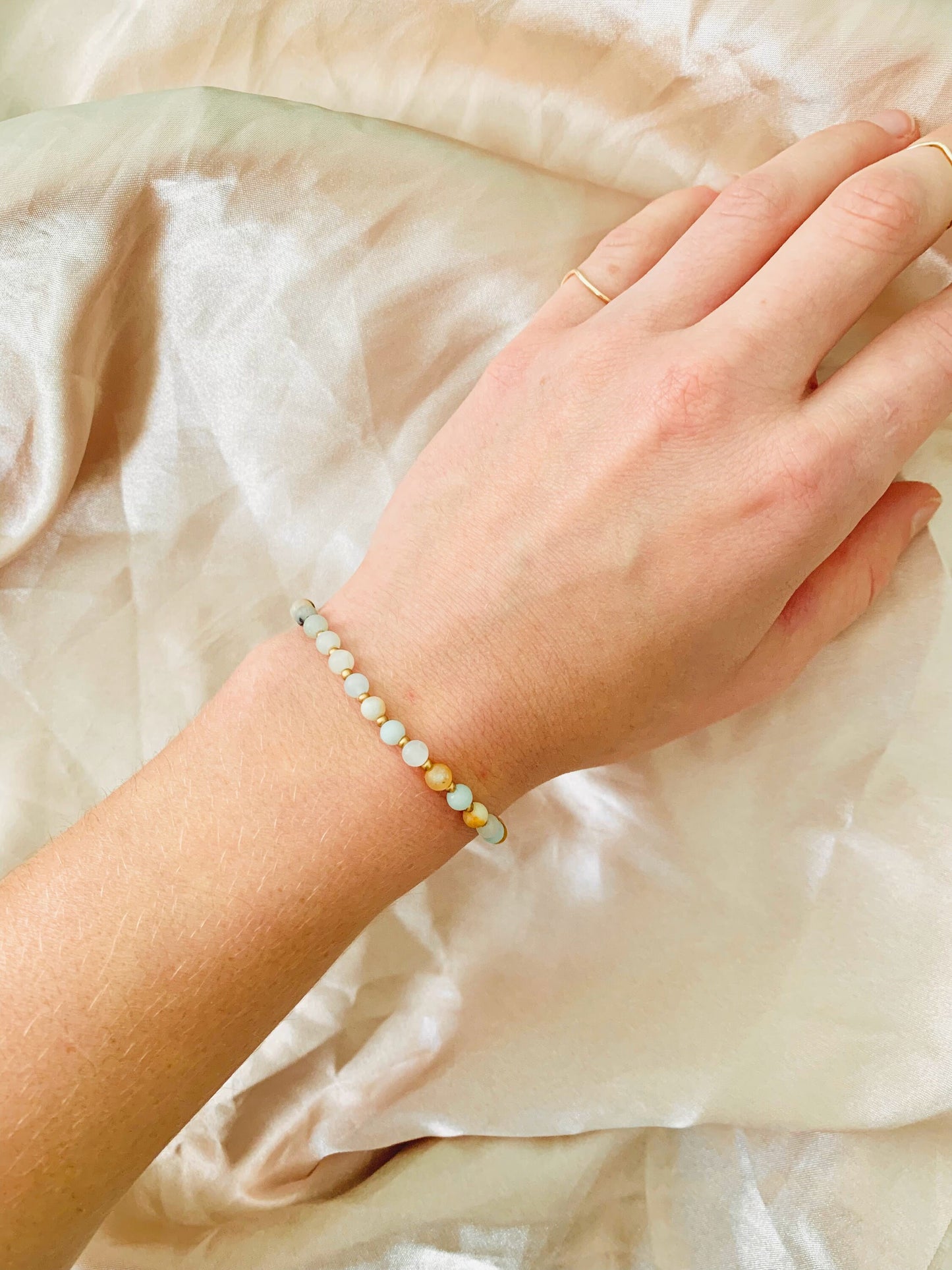 Amazonite Bracelet, Stretch Bracelet, Gemstone Bracelet, Minimalist Beaded Bracelet, Dainty Bracelet, Stacking Bracelet, Boho Bracelet