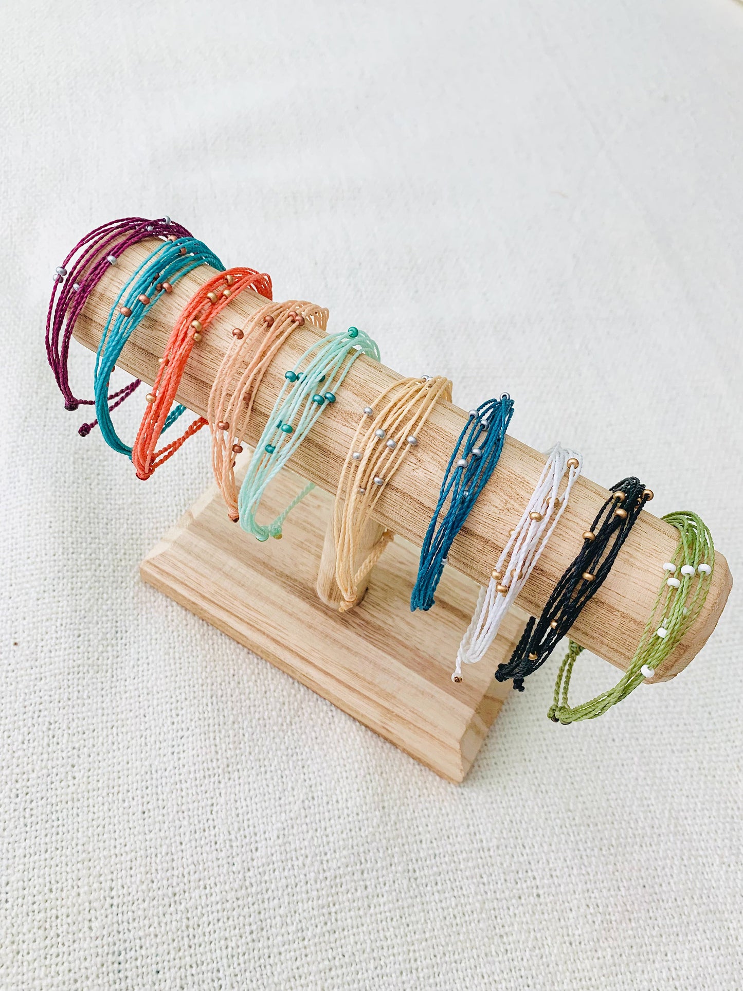 Adjustable Pura Vida style Bracelet, Waterproof Bracelet, Waxed Cord Bracelet, Dainty Bracelet, Simple Bracelet, Beaded Bracelet
