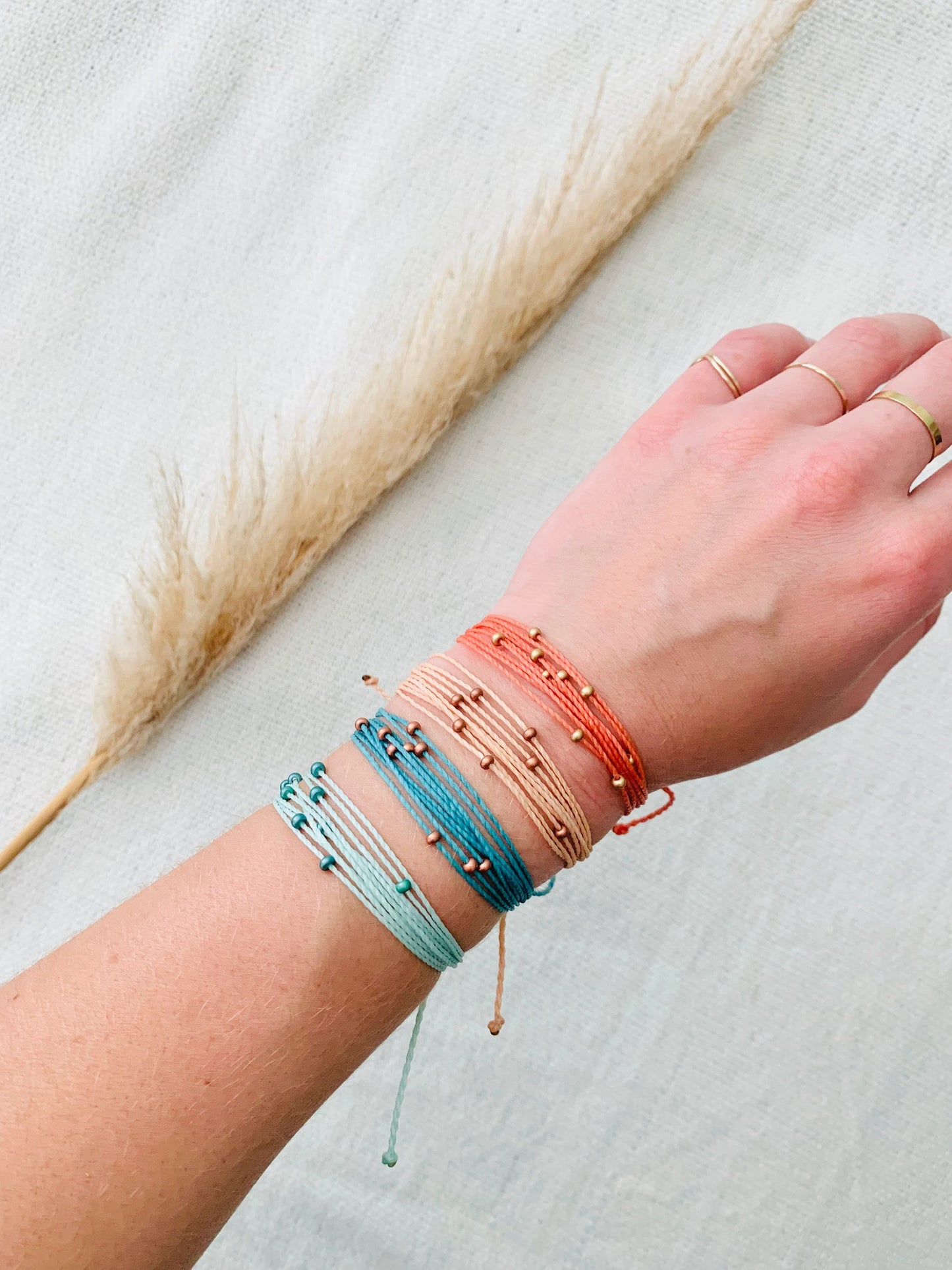 Adjustable Pura Vida style Bracelet, Waterproof Bracelet, Waxed Cord Bracelet, Dainty Bracelet, Simple Bracelet, Beaded Bracelet