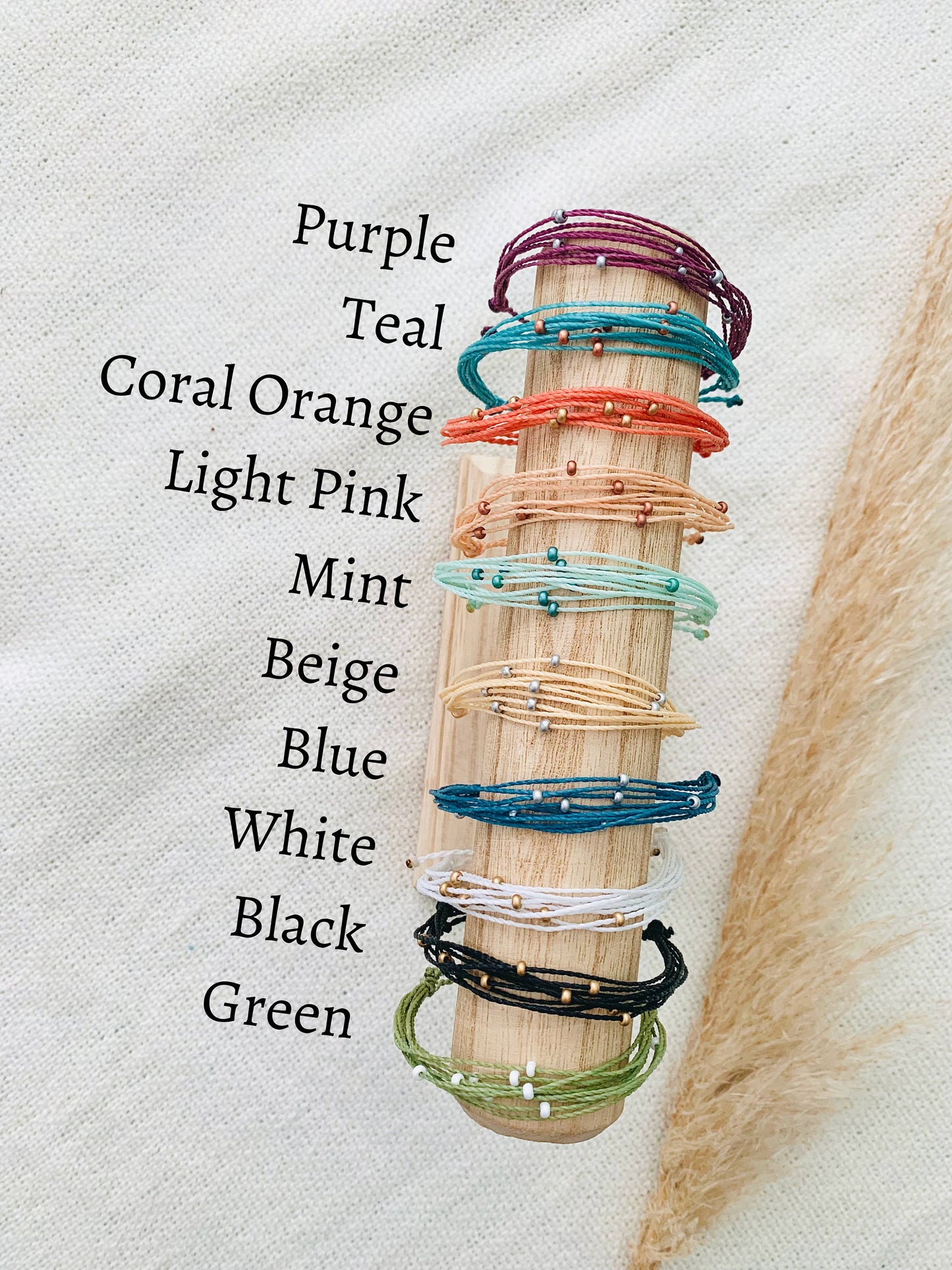 Adjustable Pura Vida style Bracelet, Waterproof Bracelet, Waxed Cord Bracelet, Dainty Bracelet, Simple Bracelet, Beaded Bracelet