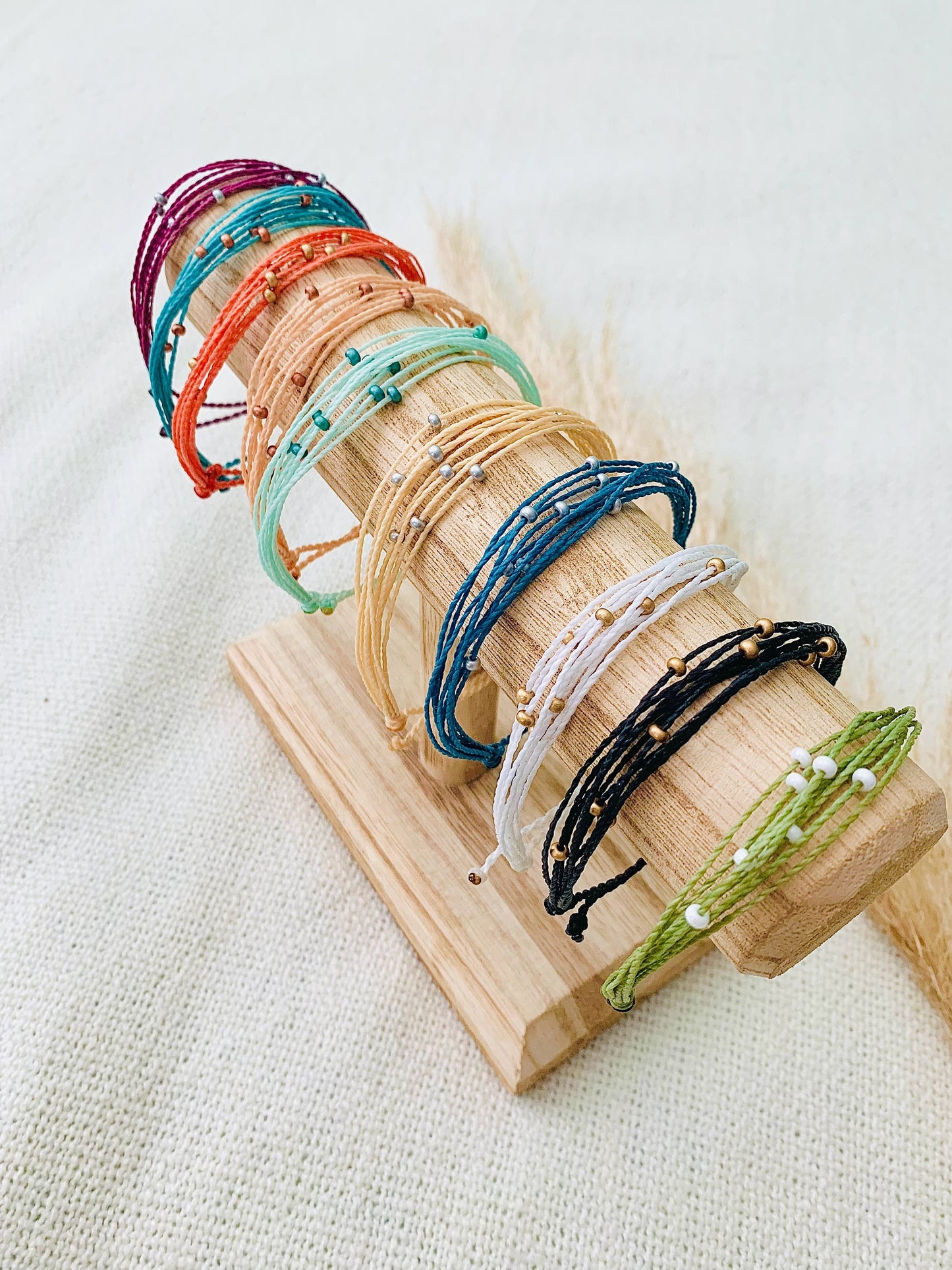 Adjustable Pura Vida style Bracelet, Waterproof Bracelet, Waxed Cord Bracelet, Dainty Bracelet, Simple Bracelet, Beaded Bracelet