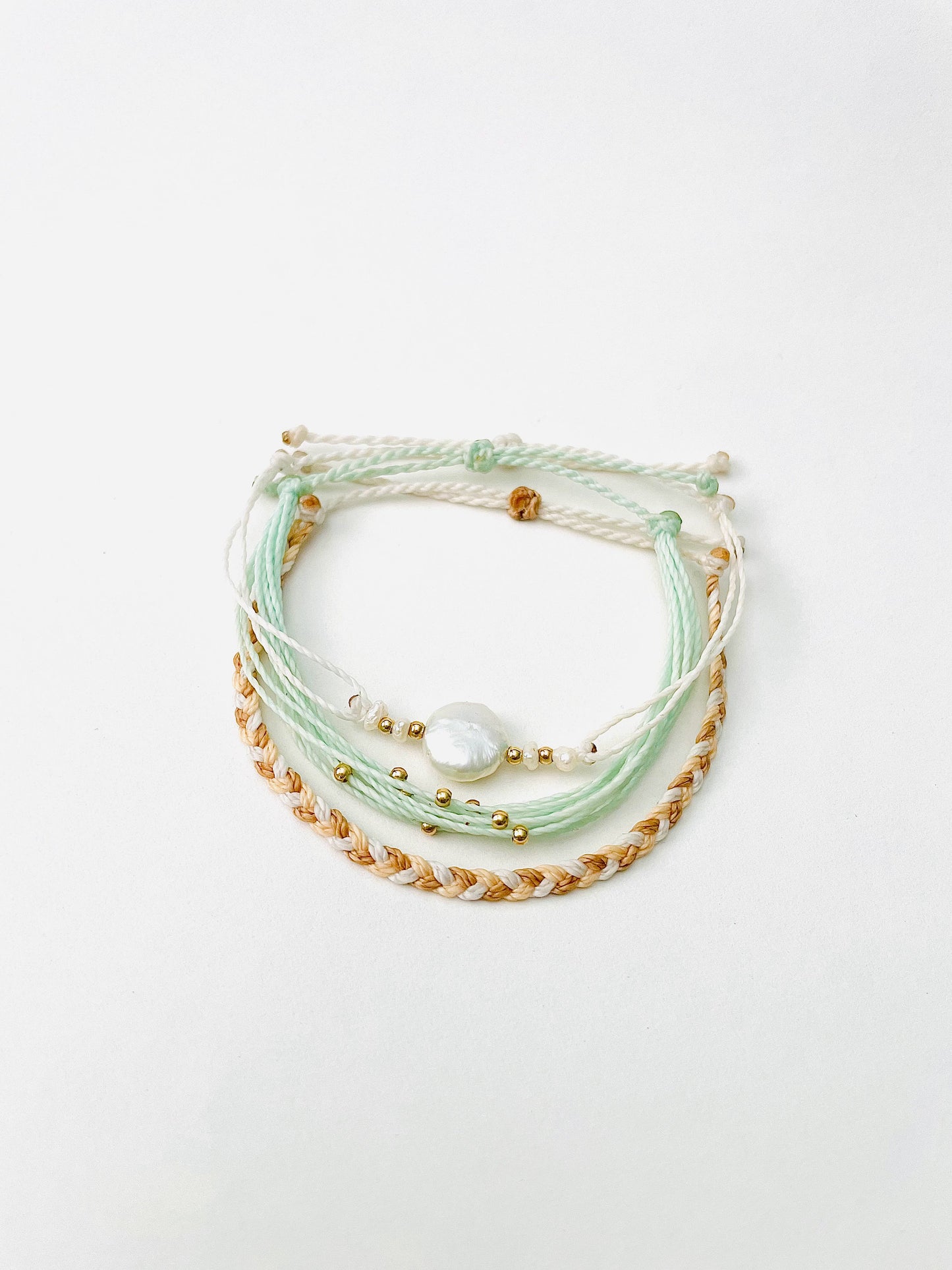 Freshwater Pearl Bracelet, Bracelet Stack, Gold Filled Bracelets, Braided Bracelet, Adjustable Bracelets