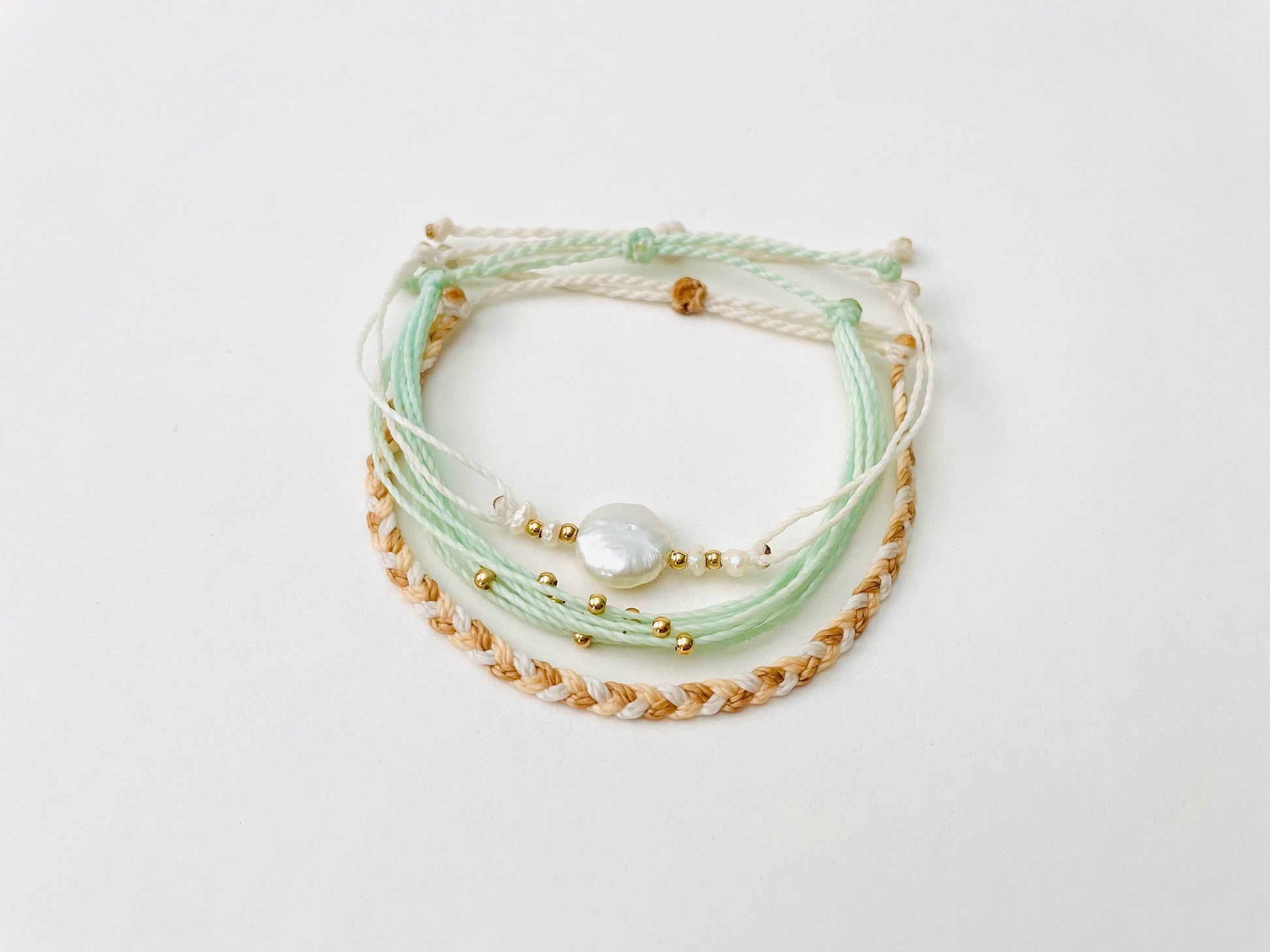 Freshwater Pearl Bracelet, Bracelet Stack, Gold Filled Bracelets, Braided Bracelet, Adjustable Bracelets