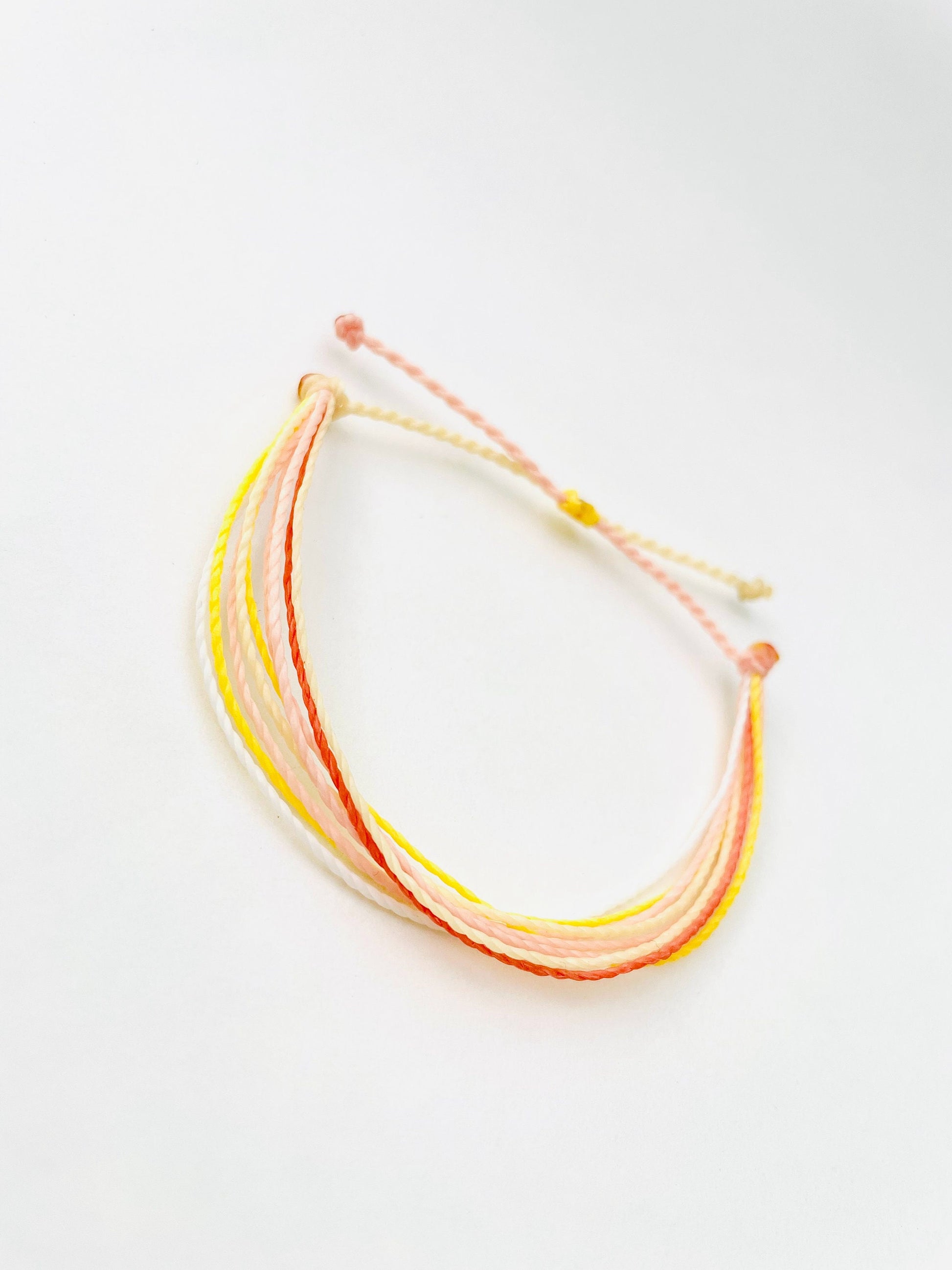 Surfer Bracelet, String Bracelet, Yellow and Pink Bracelet, Thread Bracelet, Waterproof, Adjustable, Handmade