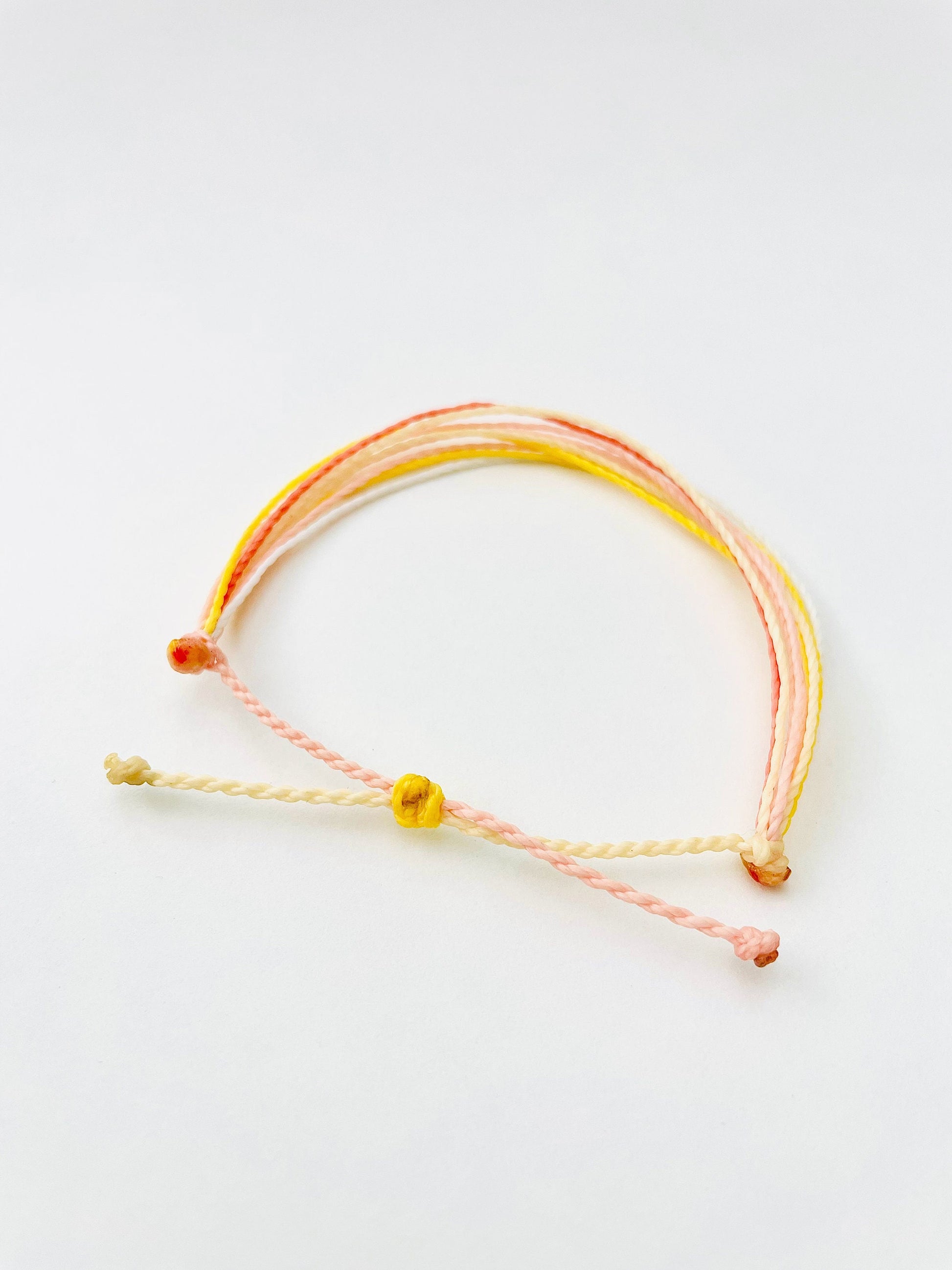 Surfer Bracelet, String Bracelet, Yellow and Pink Bracelet, Thread Bracelet, Waterproof, Adjustable, Handmade