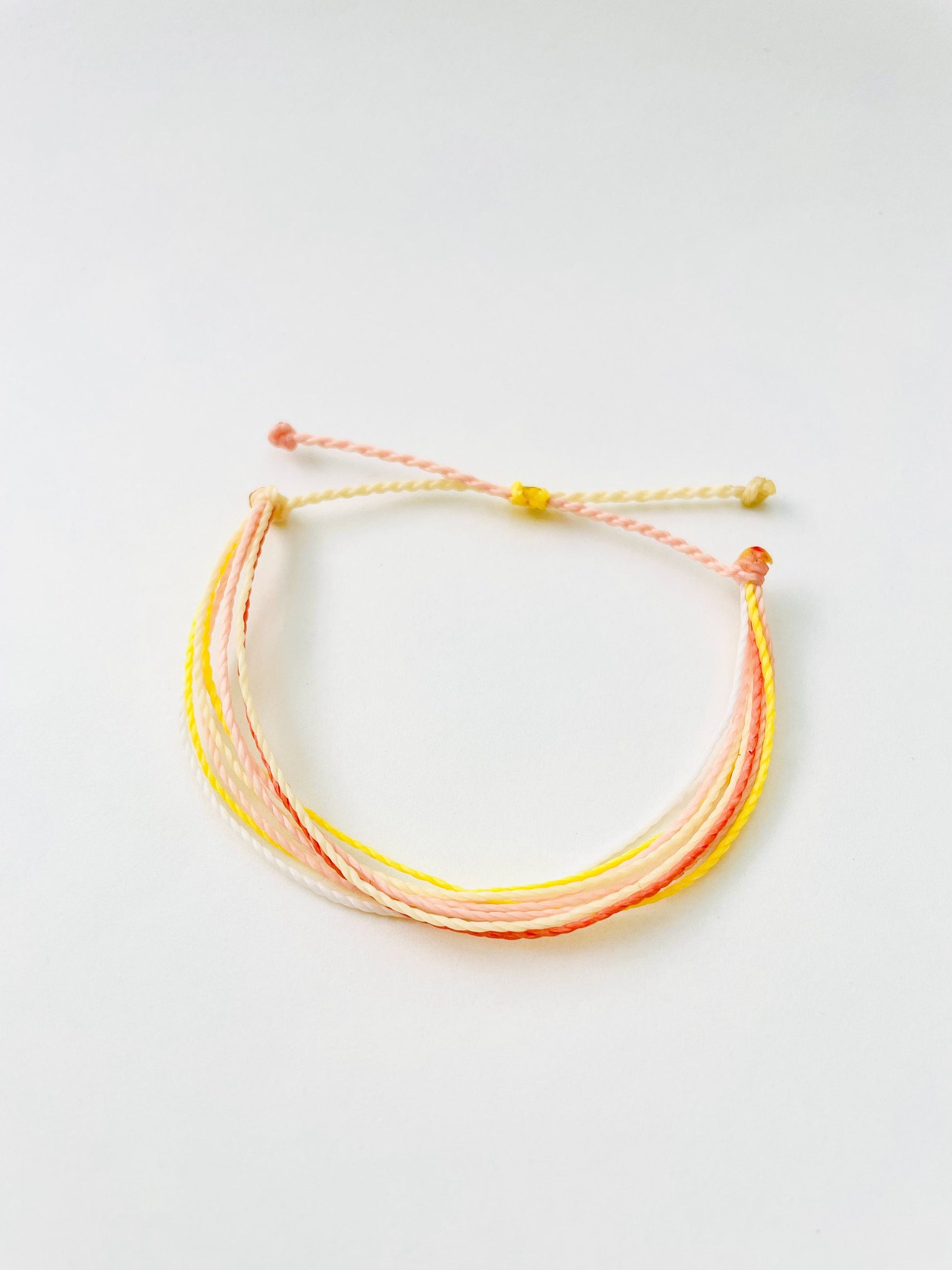 Surfer Bracelet, String Bracelet, Yellow and Pink Bracelet, Thread Bracelet, Waterproof, Adjustable, Handmade