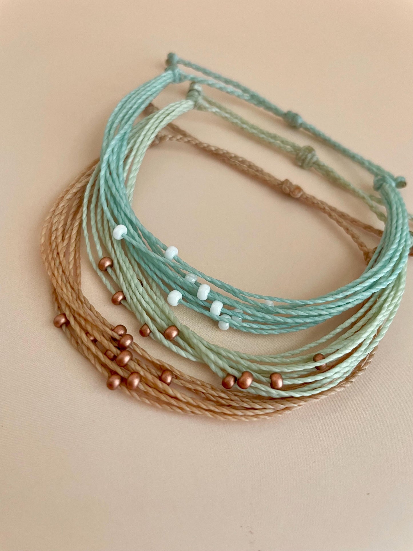 Boho Surfer Bracelet Bead String Bracelet Adjustable Waxed Cord Beach Vibe Bracelet Best Friend Matching Bracelets Work Accessories Casual