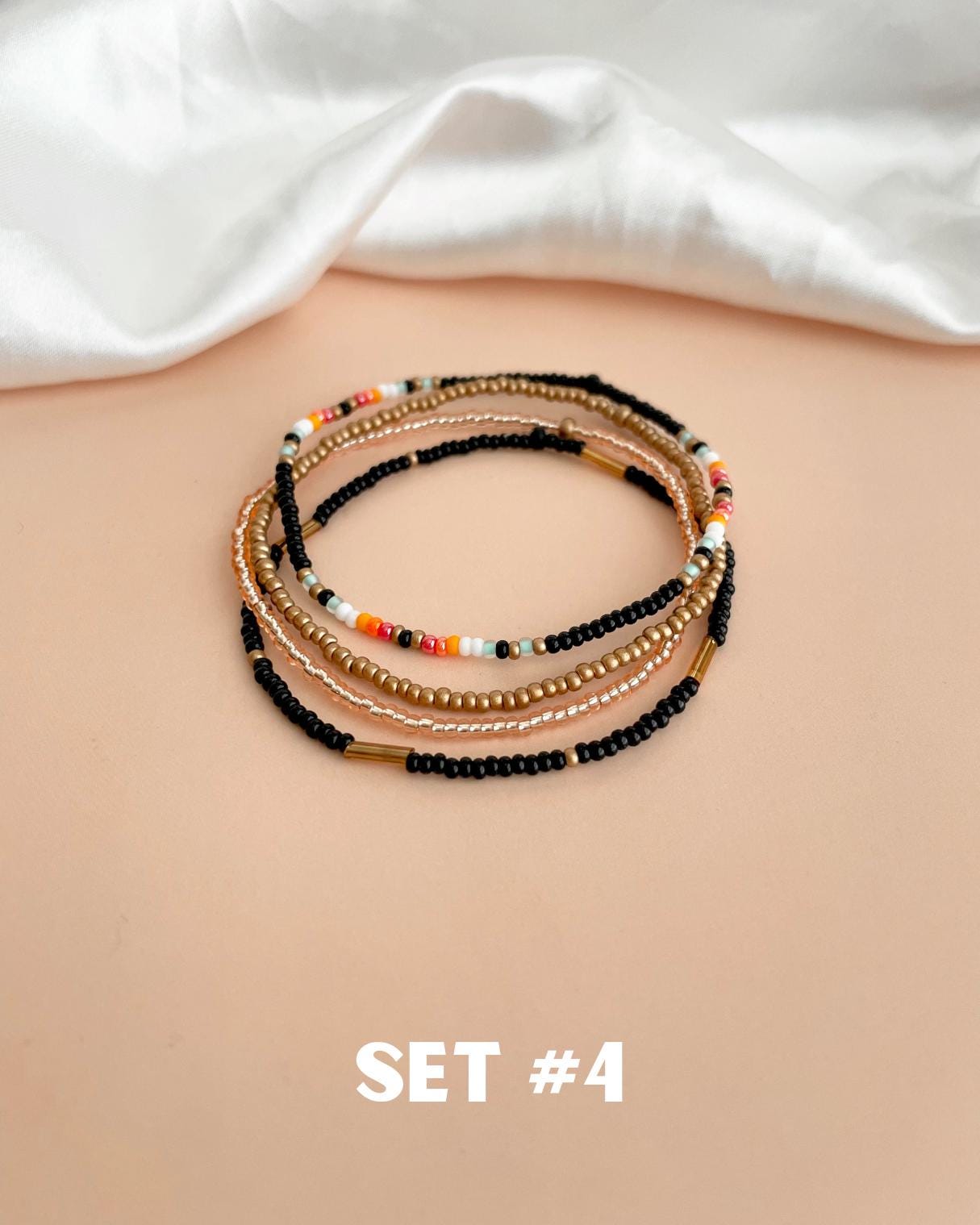 Mixed Bead Bracelet Stack of Boho Beaded Stretch Bracelets Dainty Set Matching Friend Bracelets Casual Layering Bracelet Stackable Seed Bead