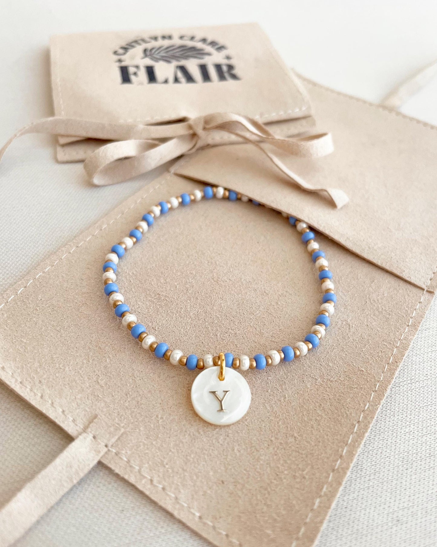 Layering Initial Bracelet Custom Charm Initial Bead Bracelet for Women Personalized Letter Bracelet Beaded Elastic Friendship Jewelry Dainty